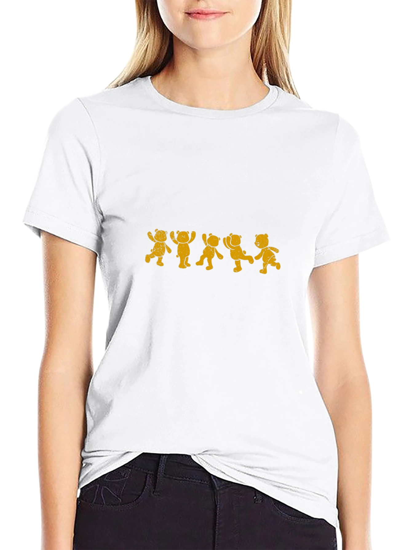 Dancing Bears Graphic Tee - Black Cotton T-Shirt