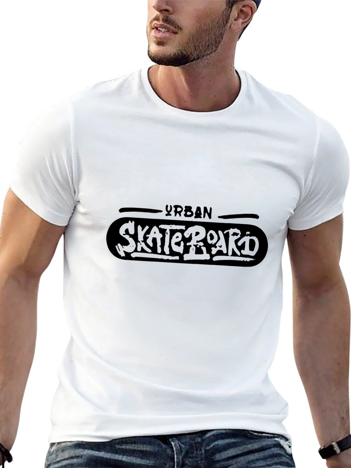 Urban Skateboard Graphic T-Shirt - Black