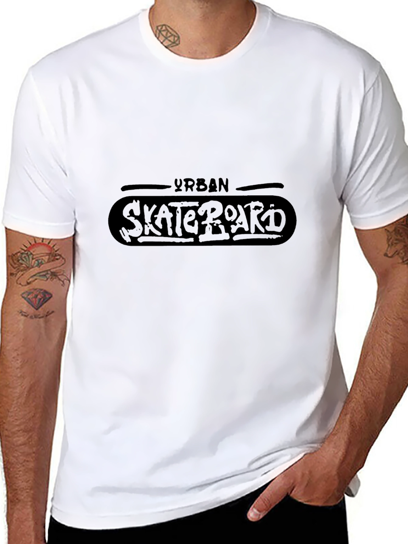 Urban Skateboard Graphic T-Shirt - Black