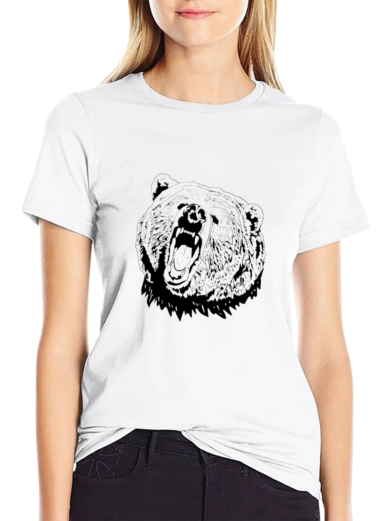 Mens Black Bear Graphic Tee - Roaring Style