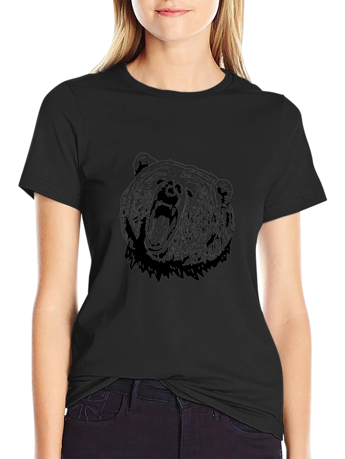 Mens Black Bear Graphic Tee - Roaring Style