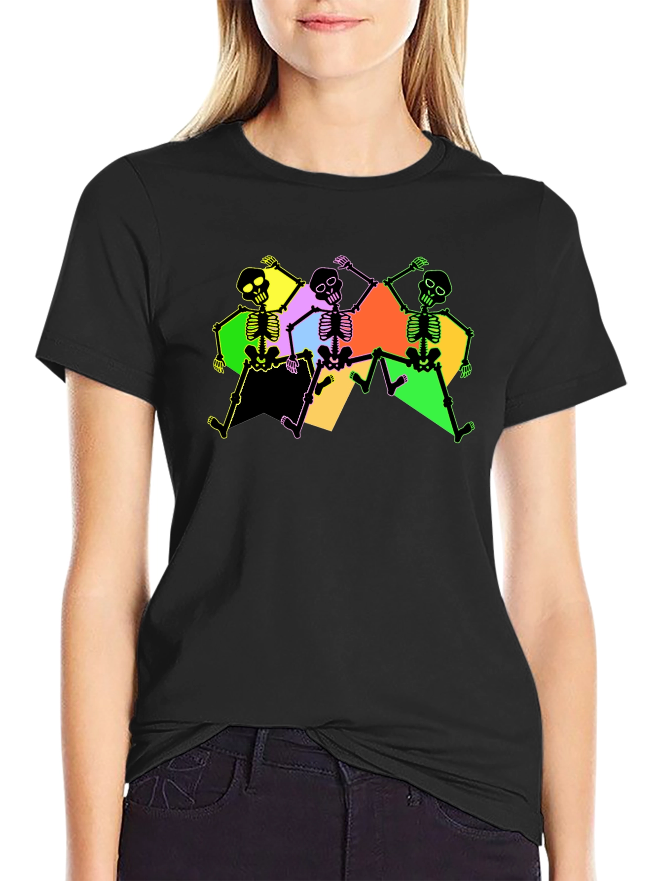 Dancing Skeletons Graphic Tee - Black