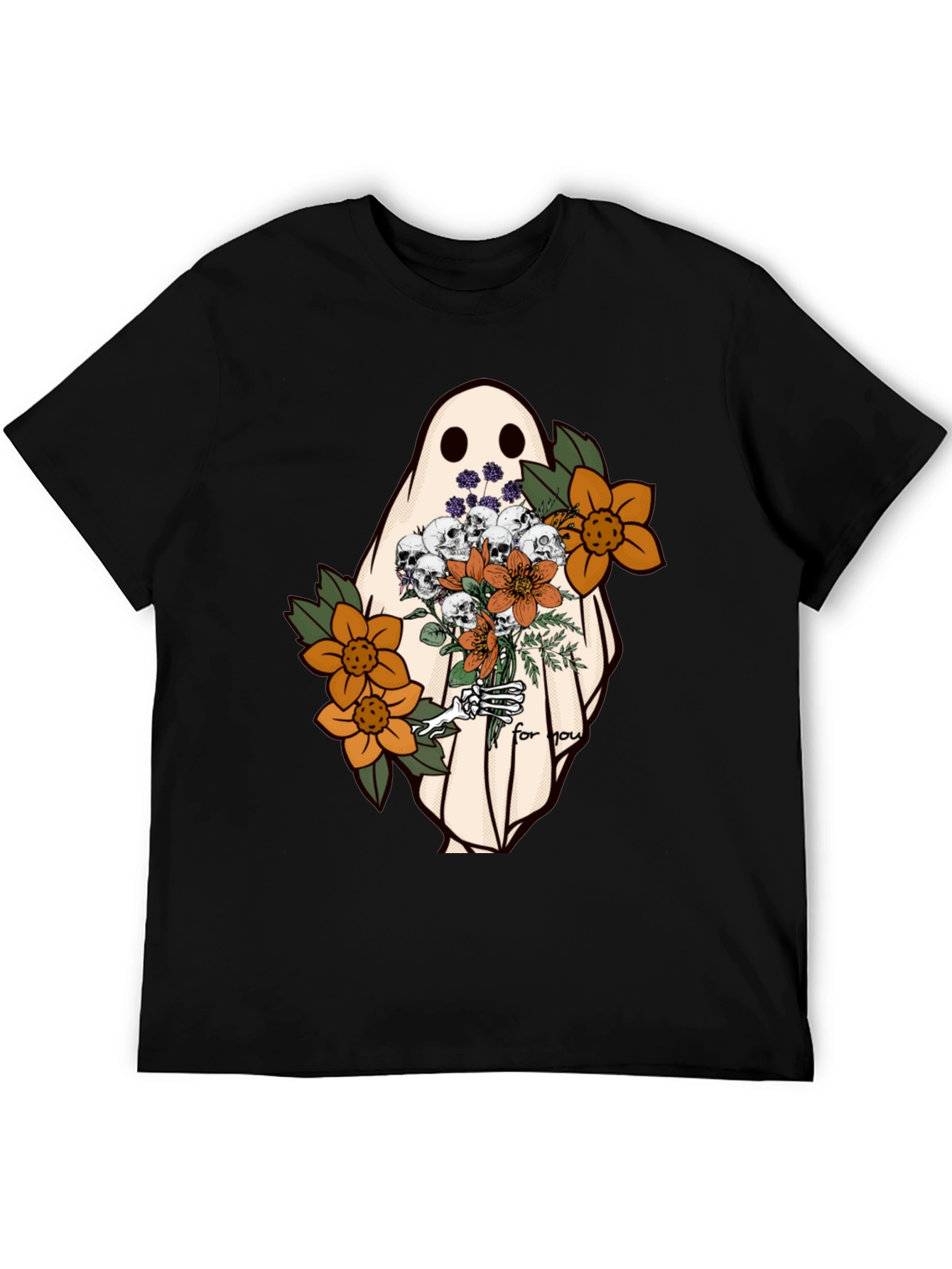 Ghost with Flowers Graphic Tee - Unisex Soft Cotton