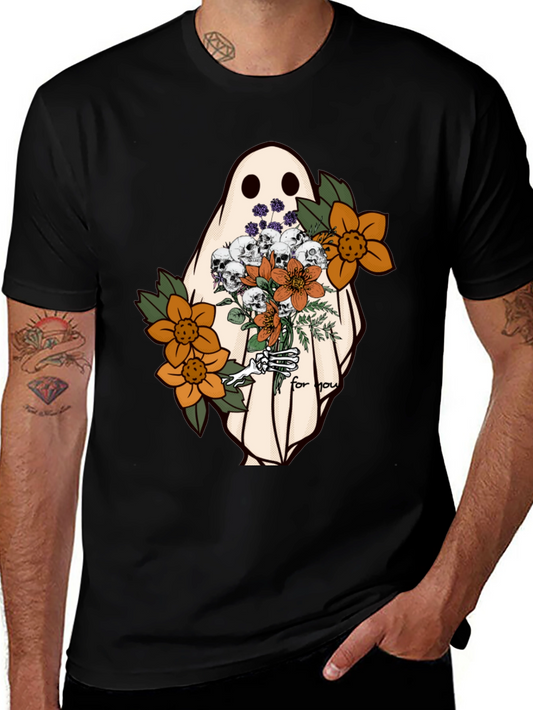 Ghost with Flowers Graphic Tee - Unisex Soft Cotton
