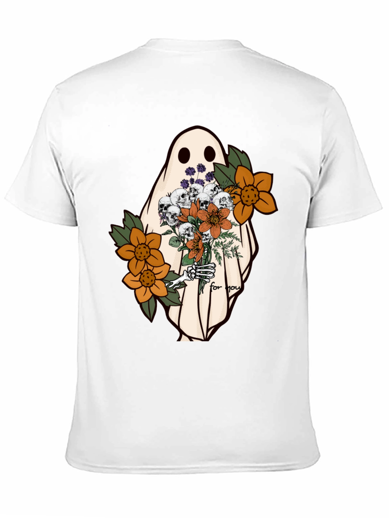 Ghost with Flowers Graphic Tee - Unisex Soft Cotton