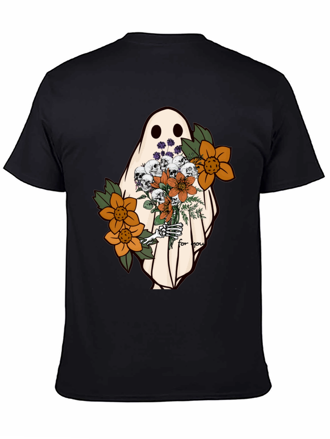 Ghost with Flowers Graphic Tee - Unisex Soft Cotton