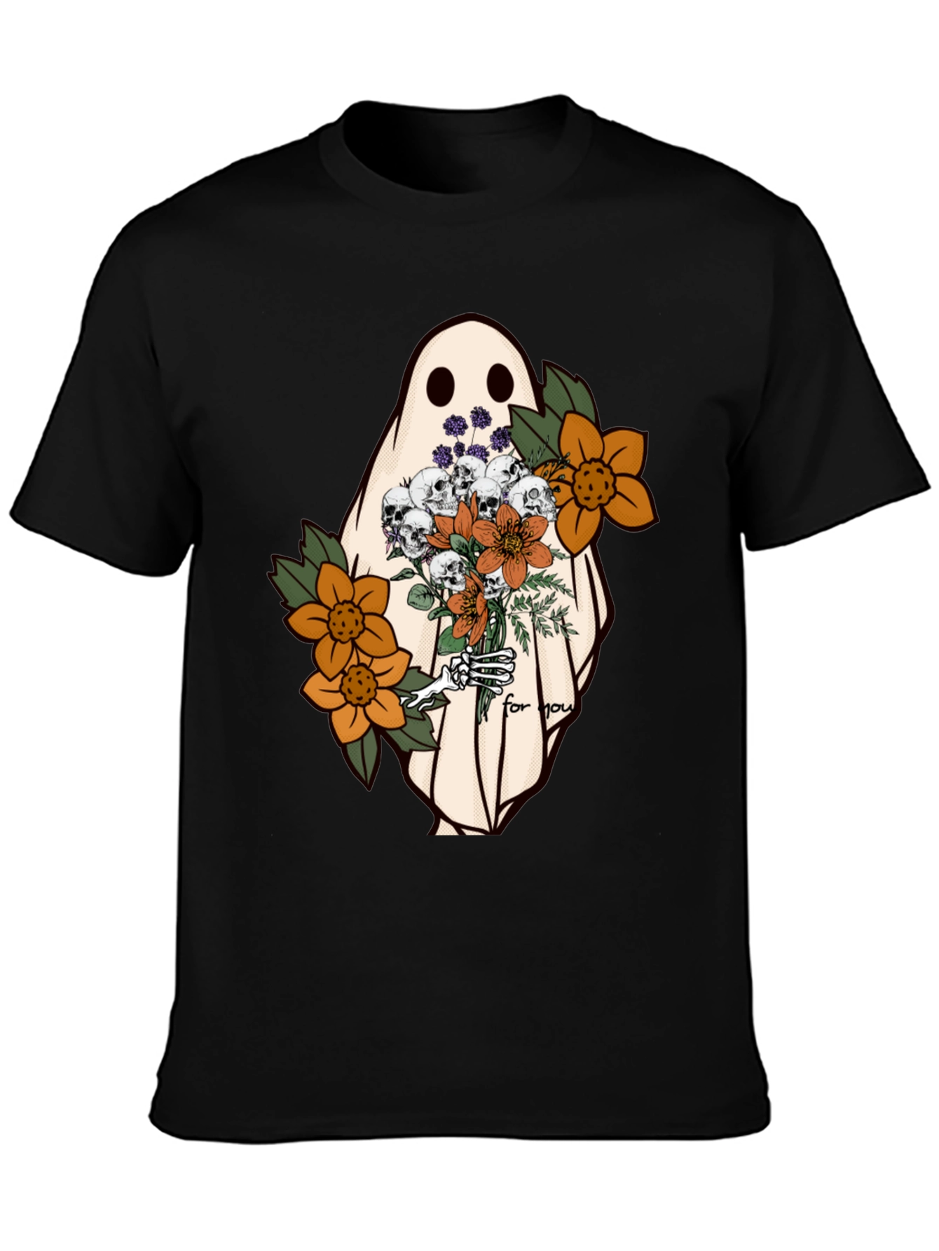 Ghost with Flowers Graphic Tee - Unisex Soft Cotton