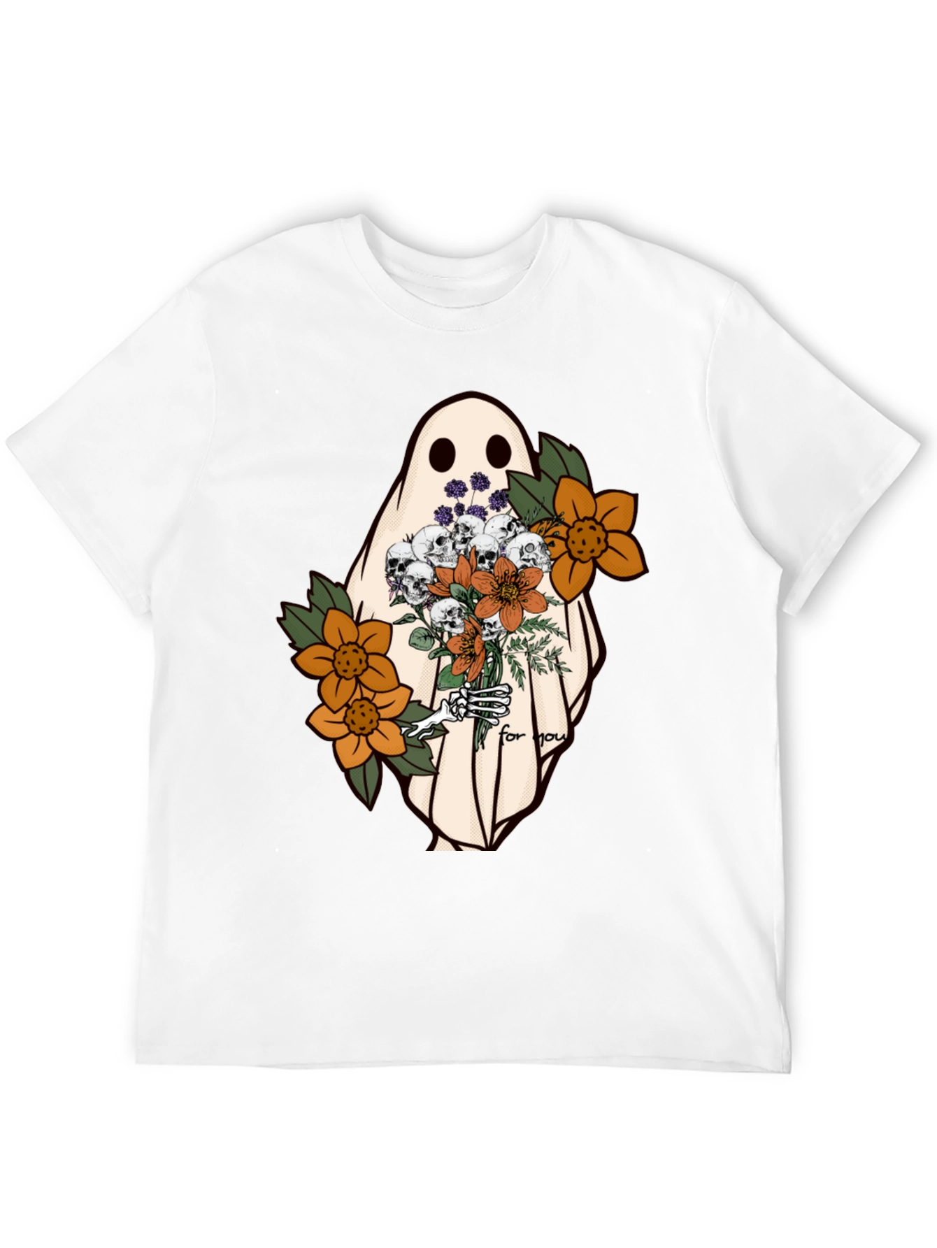 Ghost with Flowers Graphic Tee - Unisex Soft Cotton