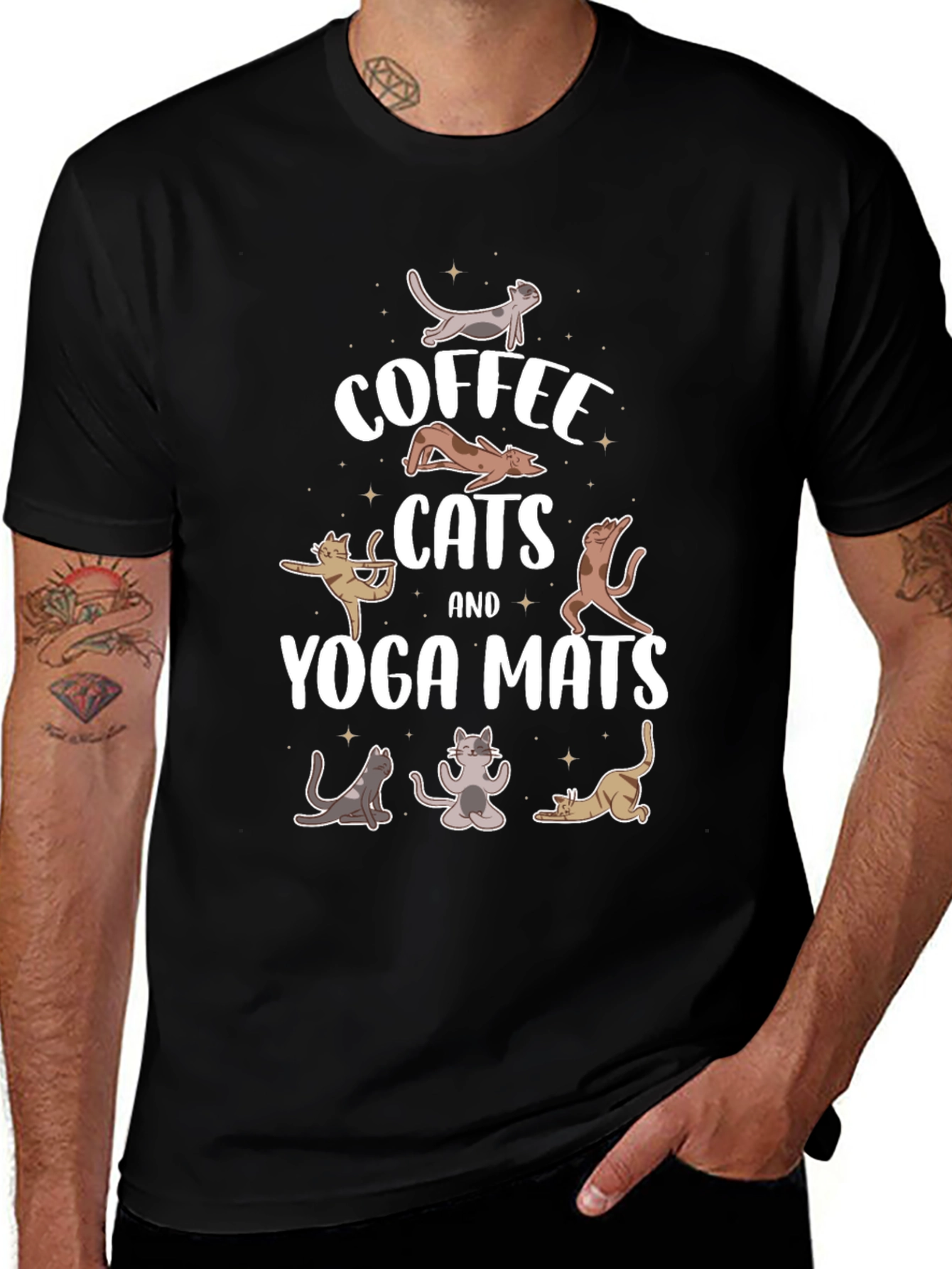 Coffee Cats & Yoga Mats T-Shirt