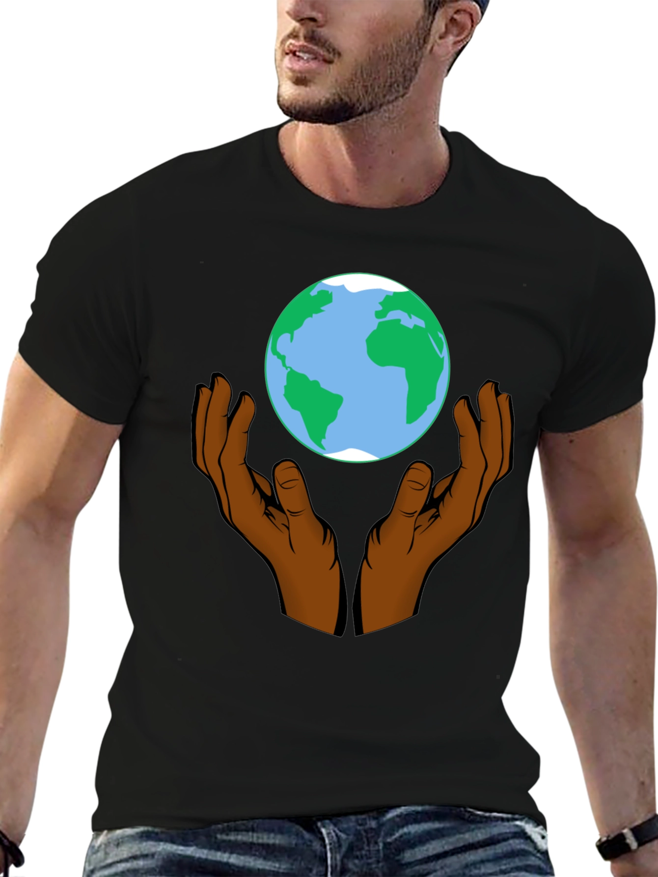 Hands Holding the Earth Graphic T-Shirt