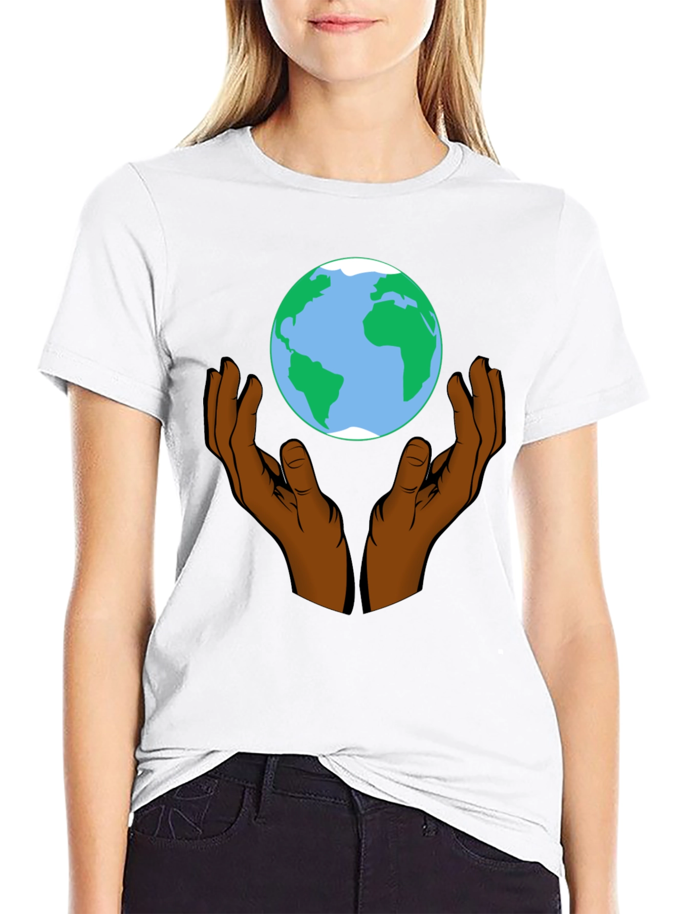 Hands Holding the Earth Graphic T-Shirt