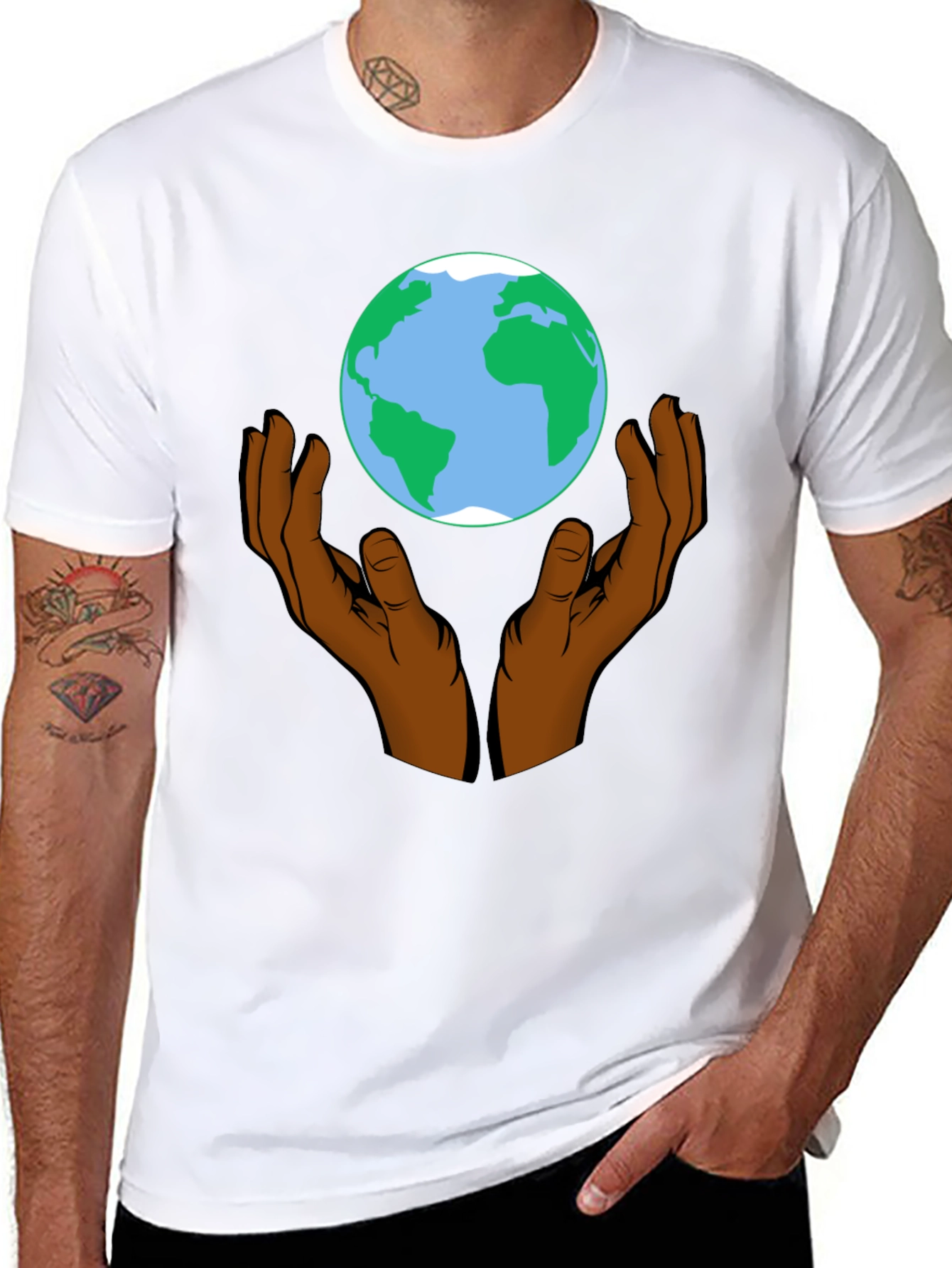 Hands Holding the Earth Graphic T-Shirt