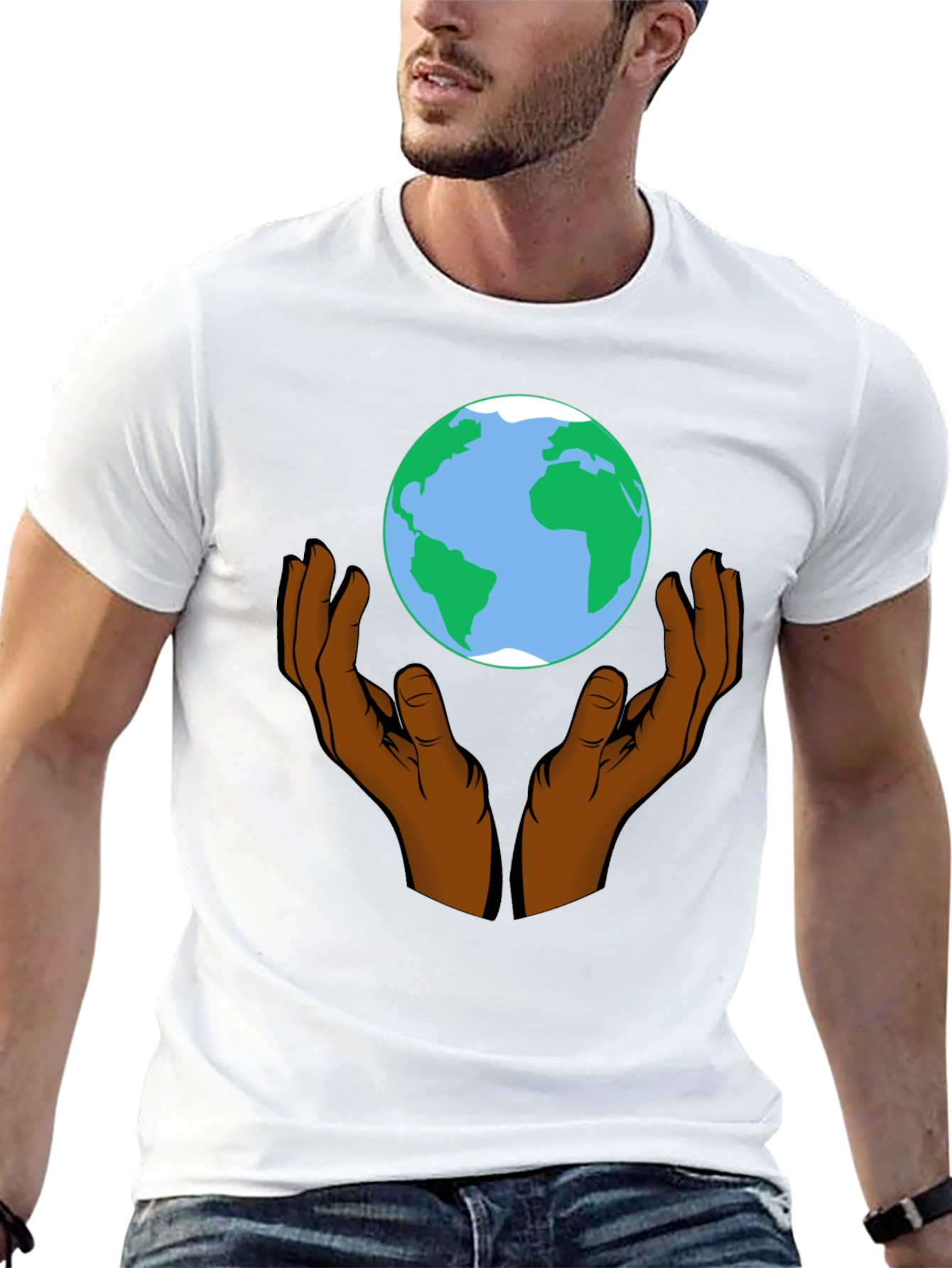 Hands Holding the Earth Graphic T-Shirt