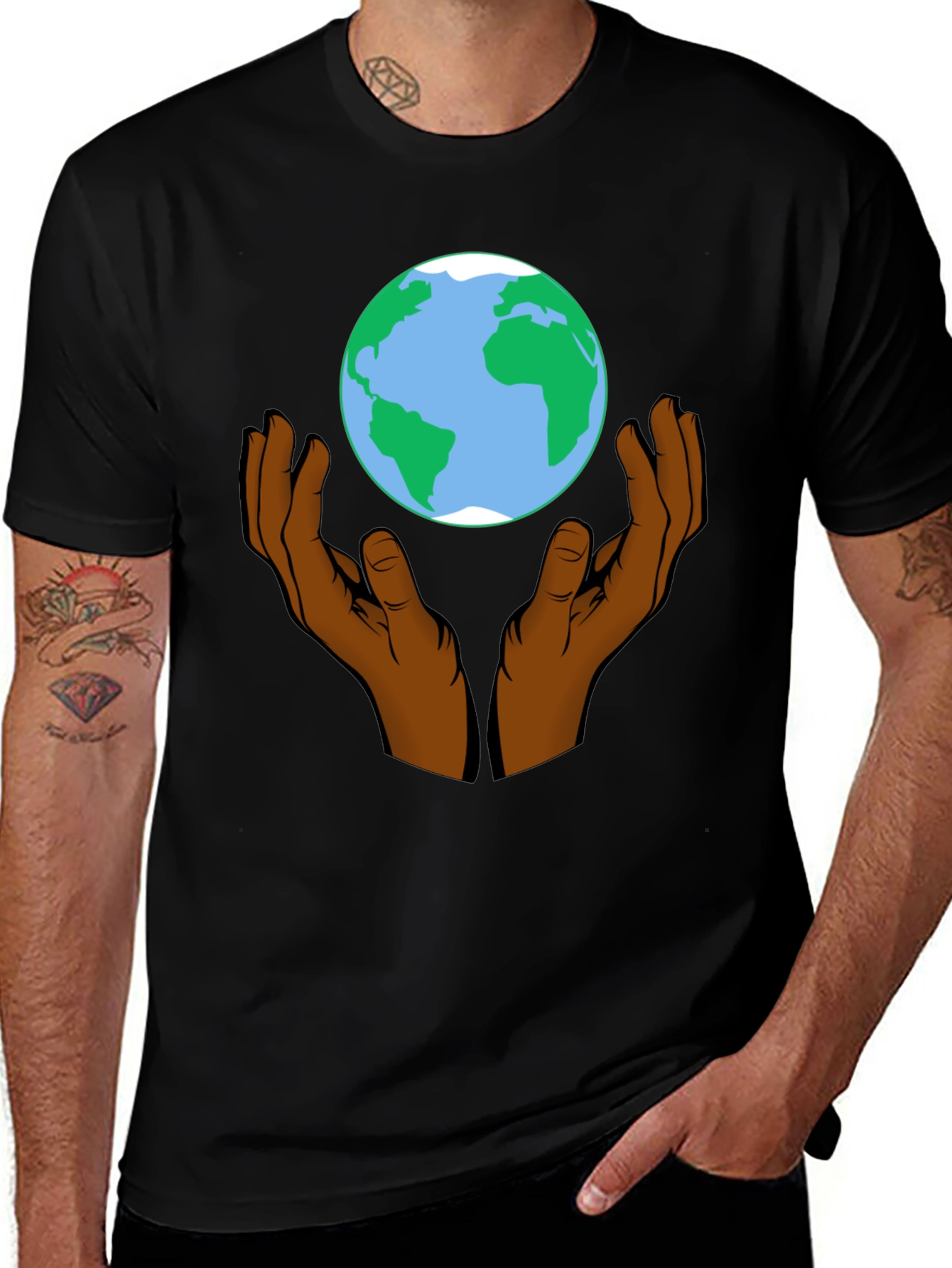 Hands Holding the Earth Graphic T-Shirt