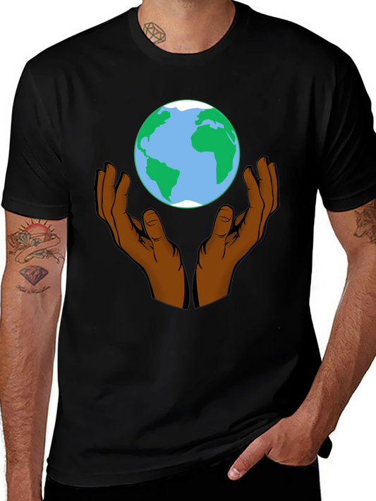 Hands Holding the Earth Graphic T-Shirt