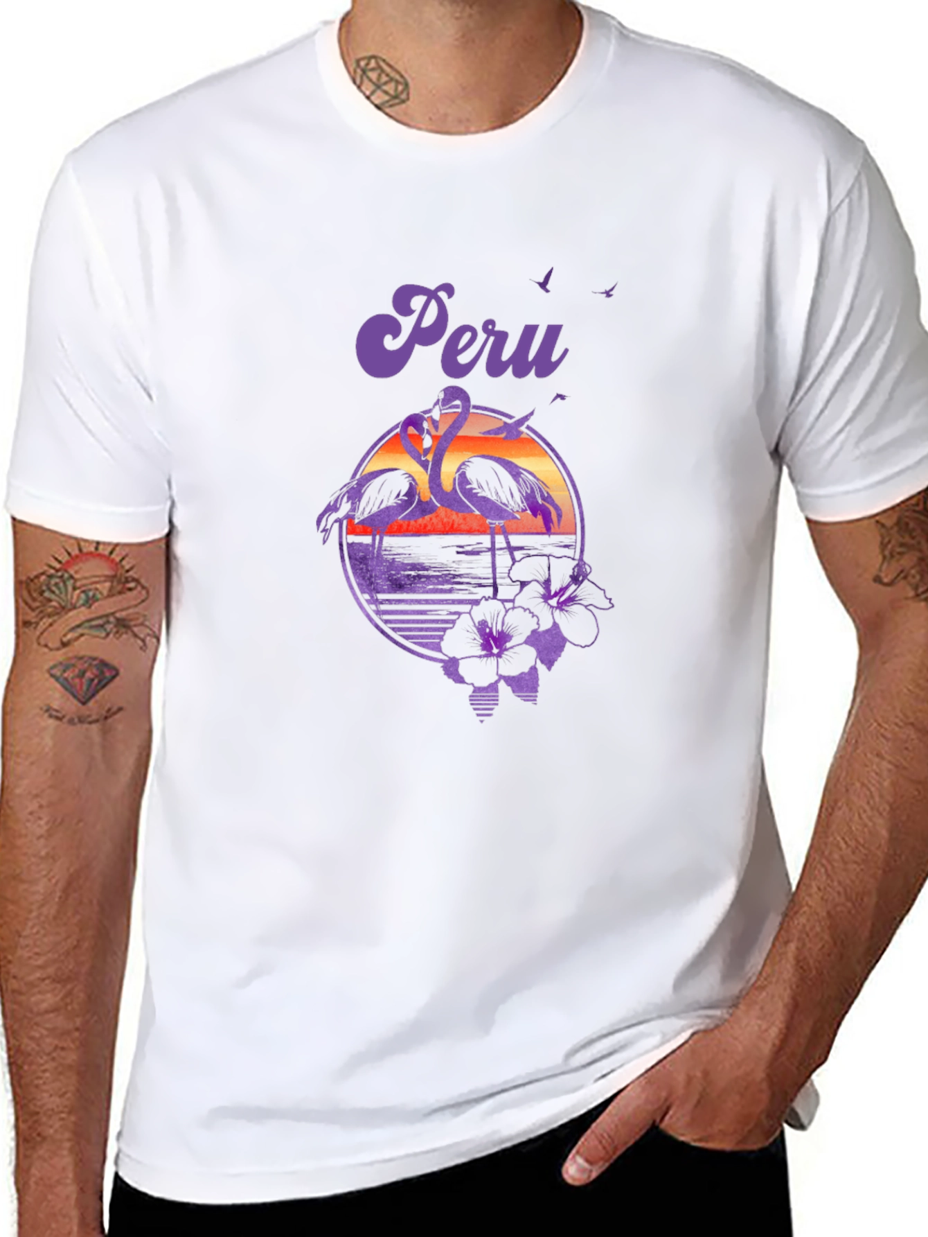 Peru Flamingo Sunset Graphic Tee