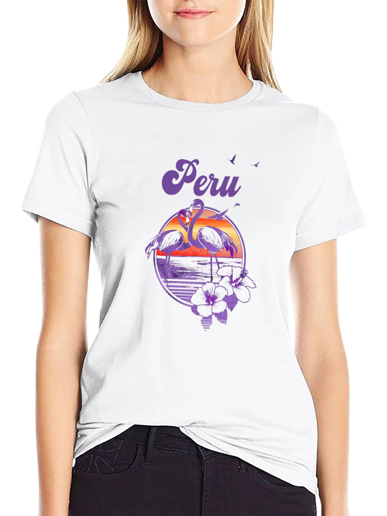 Peru Flamingo Sunset Graphic Tee