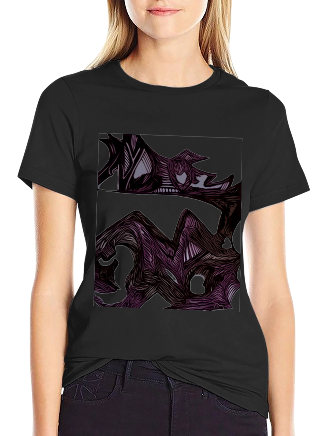 Abstract Art Graphic Print Mens Black Tee