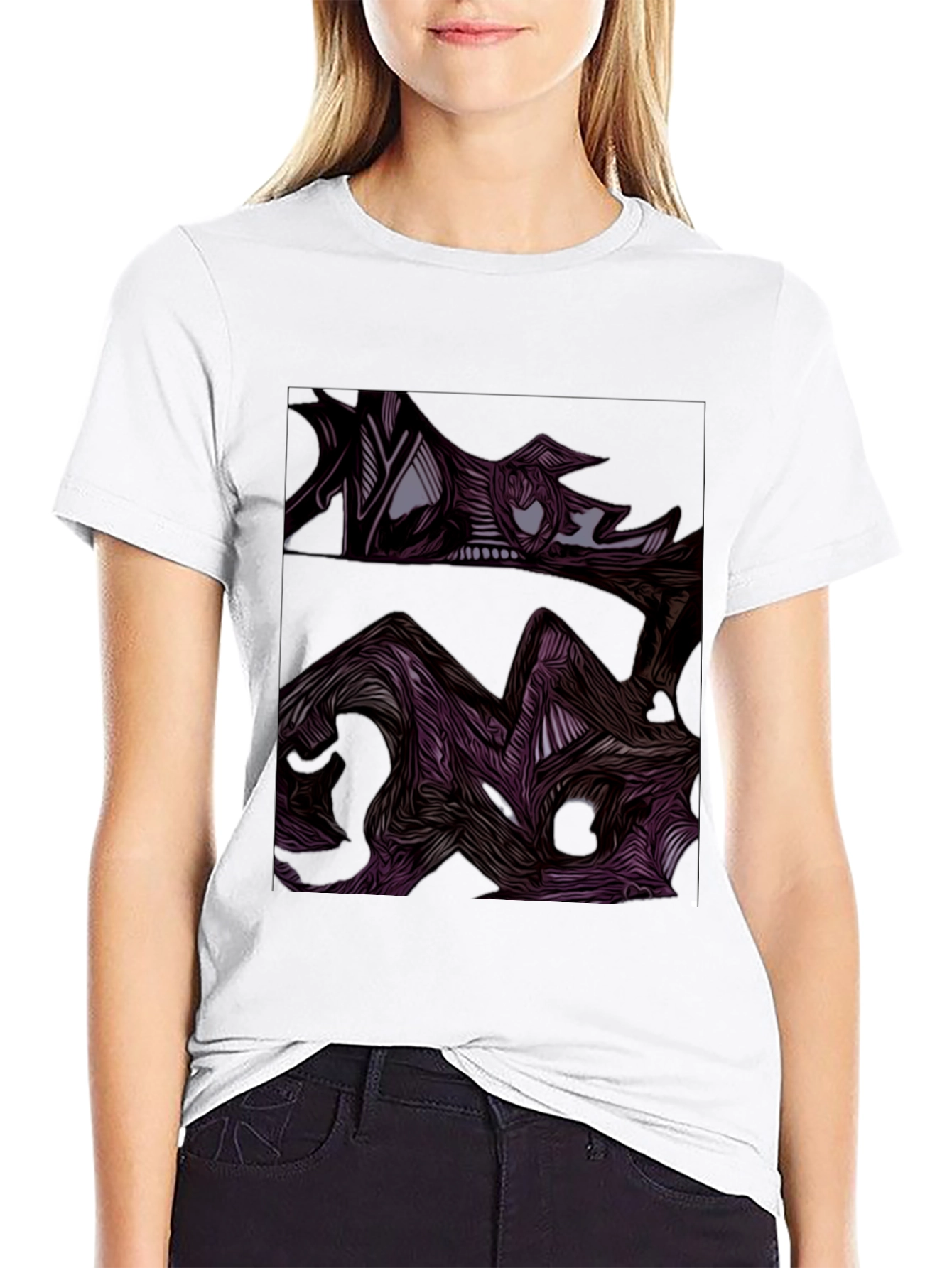 Abstract Art Graphic Print Mens Black Tee