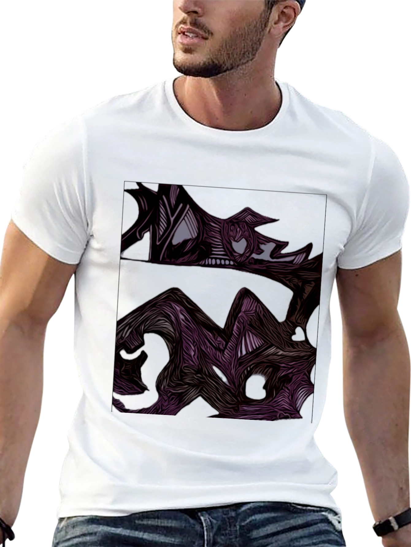 Abstract Art Graphic Print Mens Black Tee