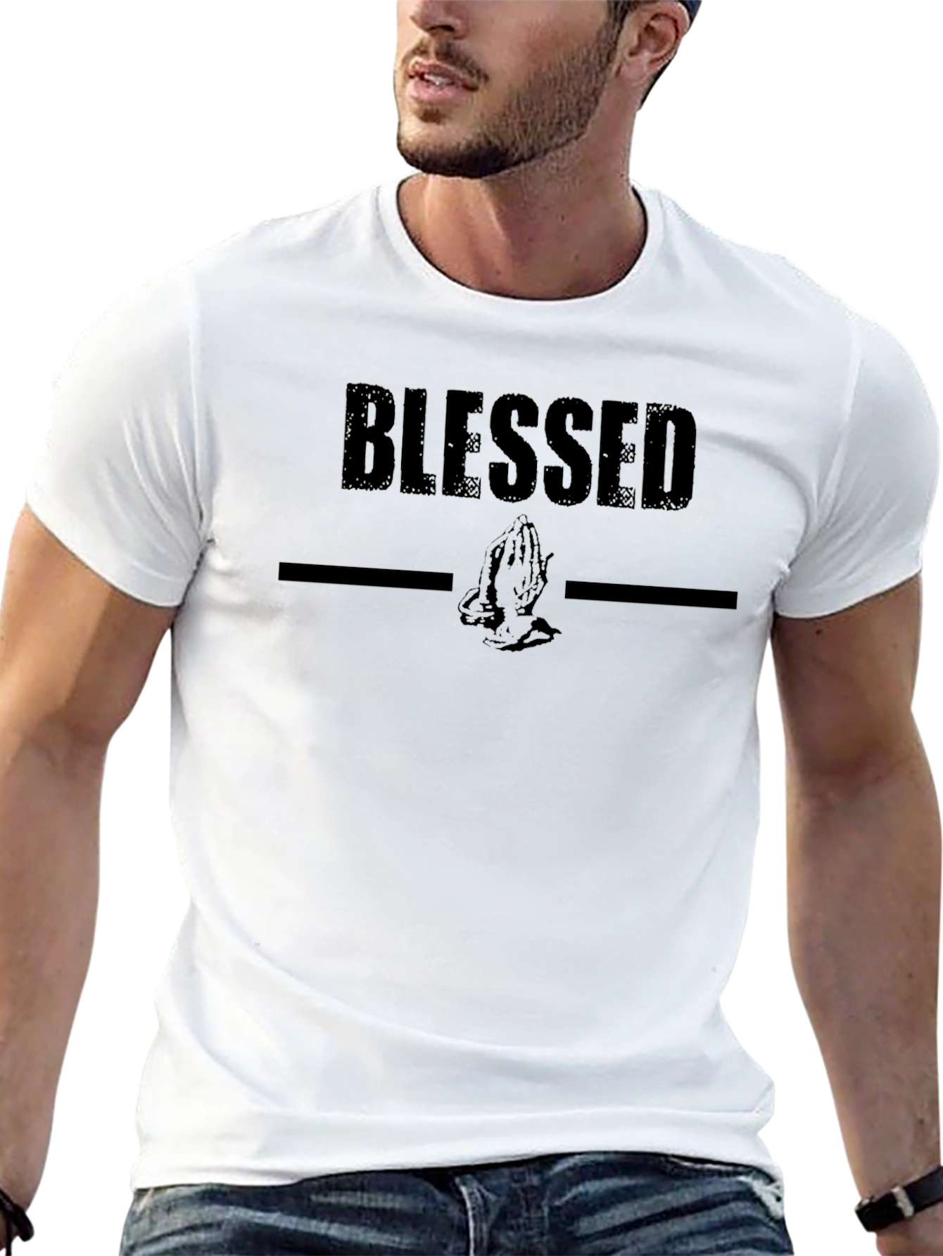 Blessed Praying Hands Graphic Tee - Black