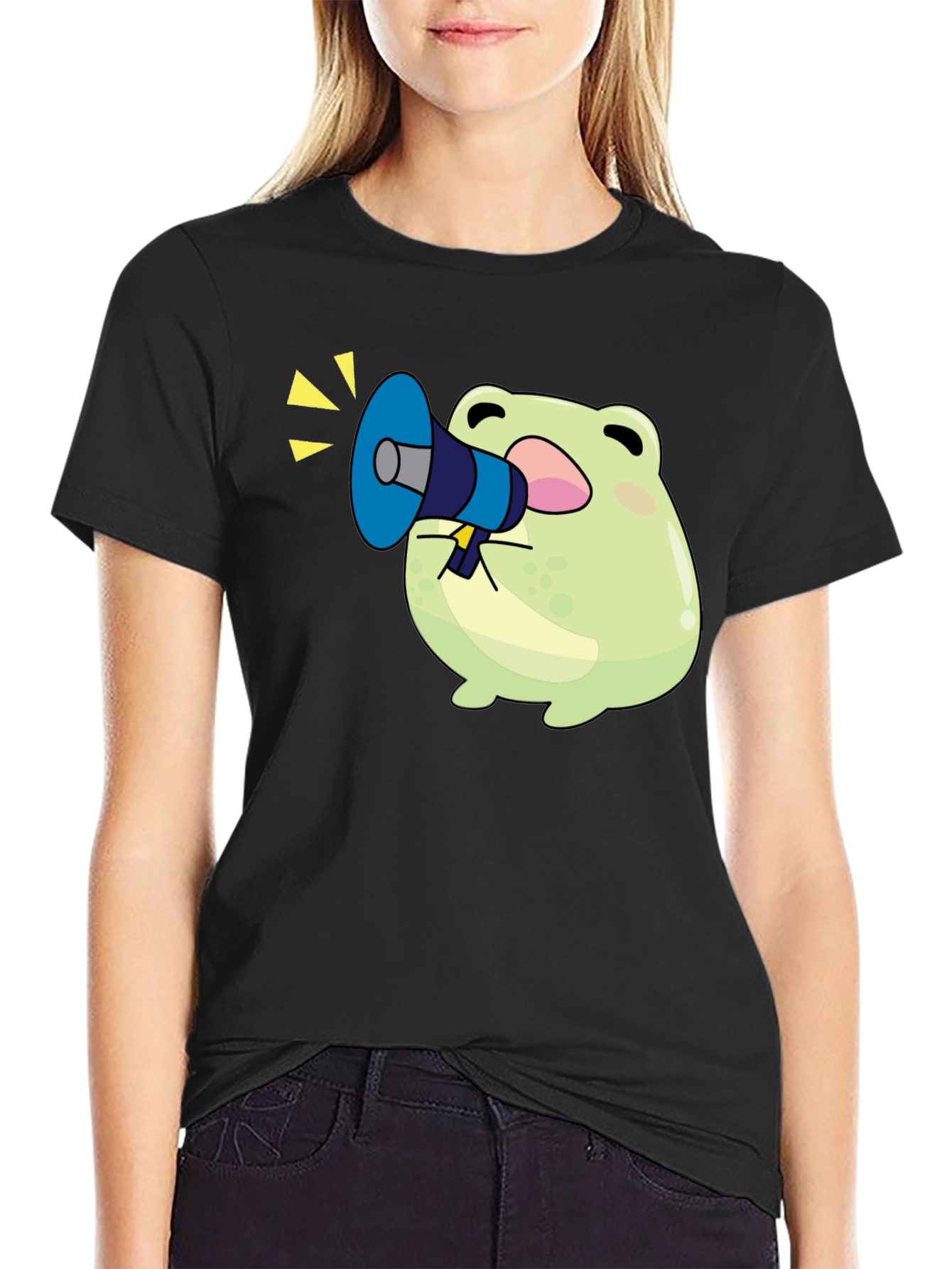 Frog with Megaphone T-Shirt - Black Graphic Tee