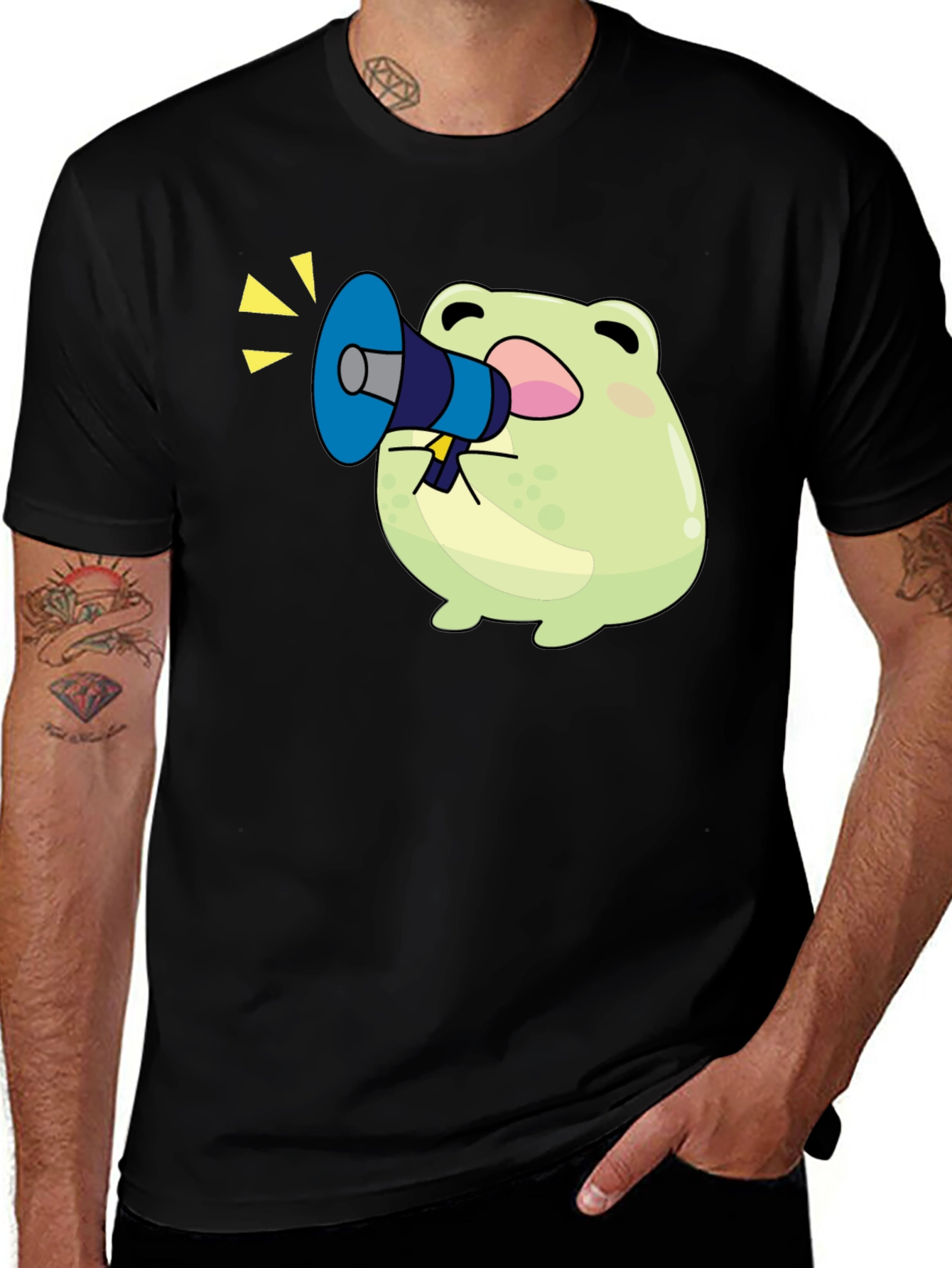 Frog with Megaphone T-Shirt - Black Graphic Tee