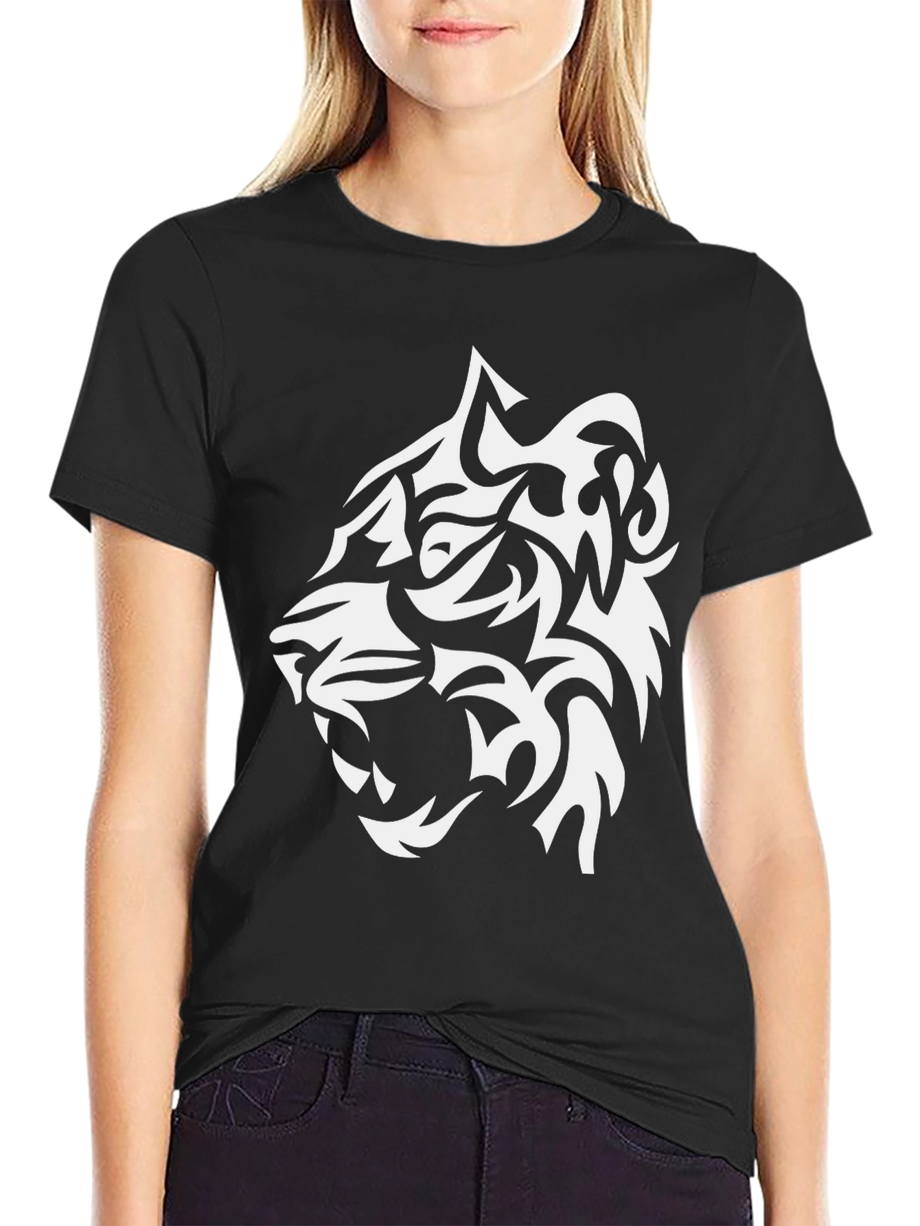 Tribal Tiger Graphic Black T-Shirt
