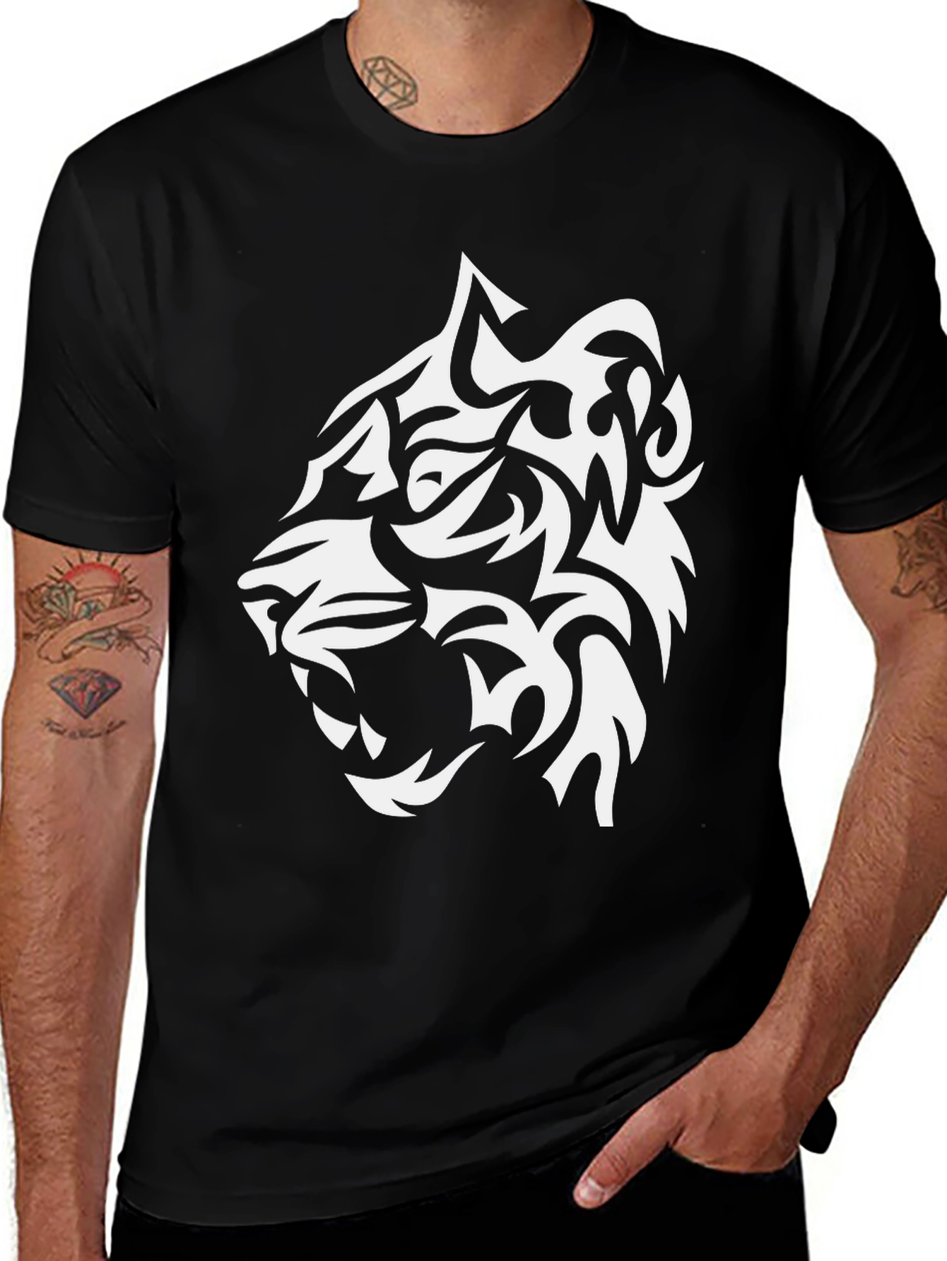 Tribal Tiger Graphic Black T-Shirt