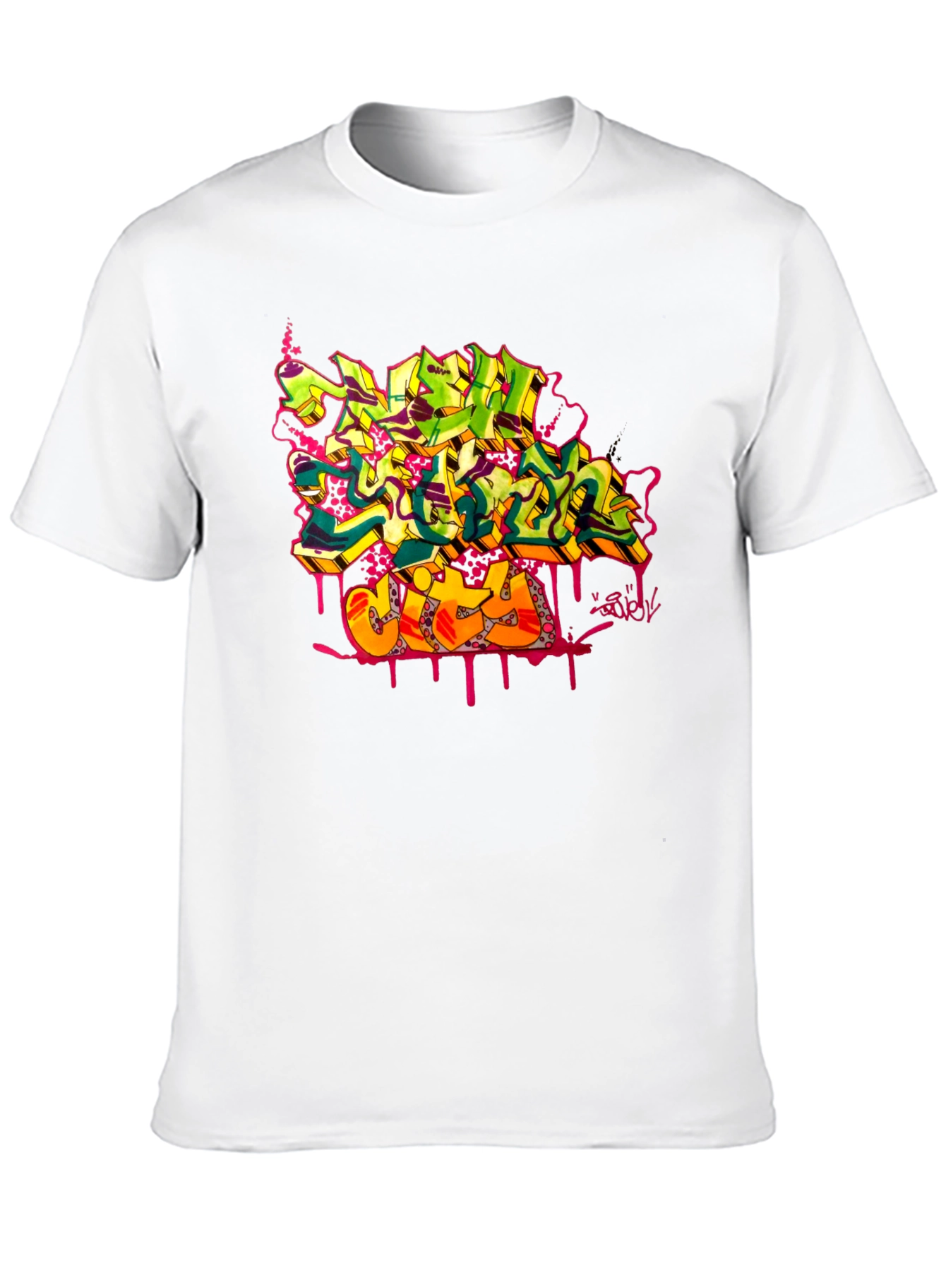 Graffiti City Graphic Print Black T-Shirt