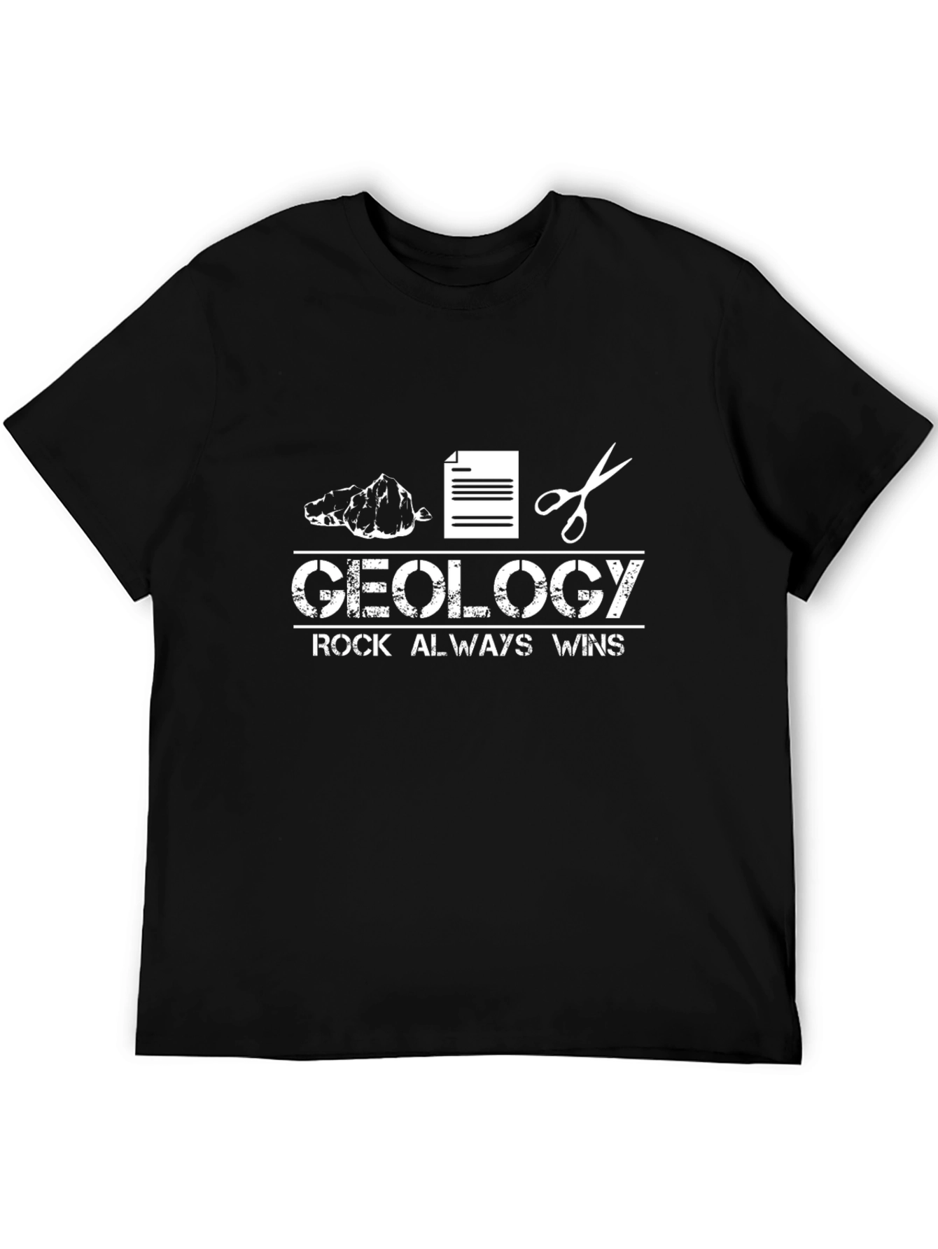 Geology Rock Always Wins Black Graphic T-Shirt