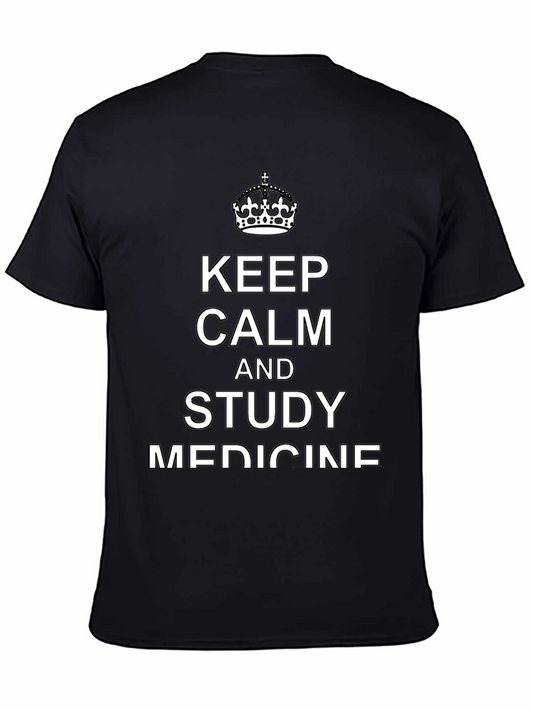 Keep Calm and Study Medicine Black T-Shirt