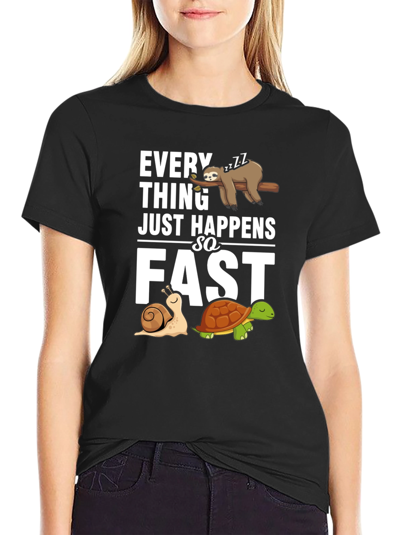 Funny Sloth Snail and Turtle Graphic T-Shirt