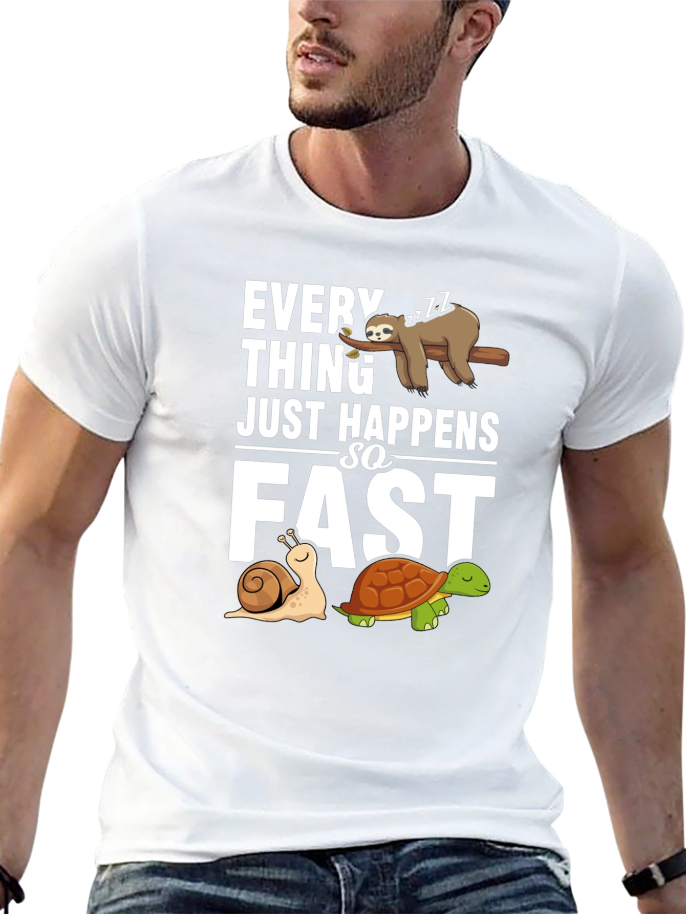 Funny Sloth Snail and Turtle Graphic T-Shirt
