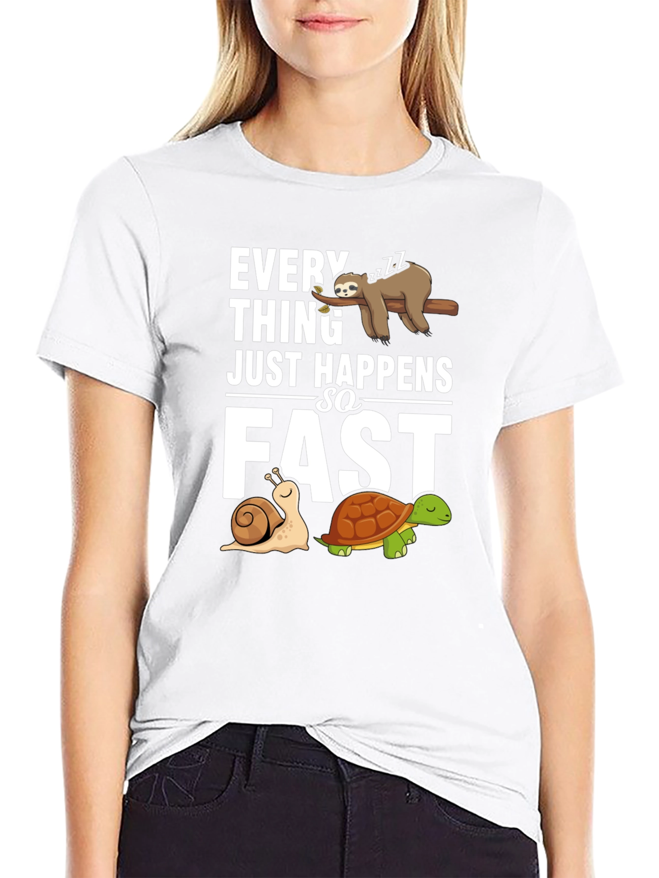 Funny Sloth Snail and Turtle Graphic T-Shirt