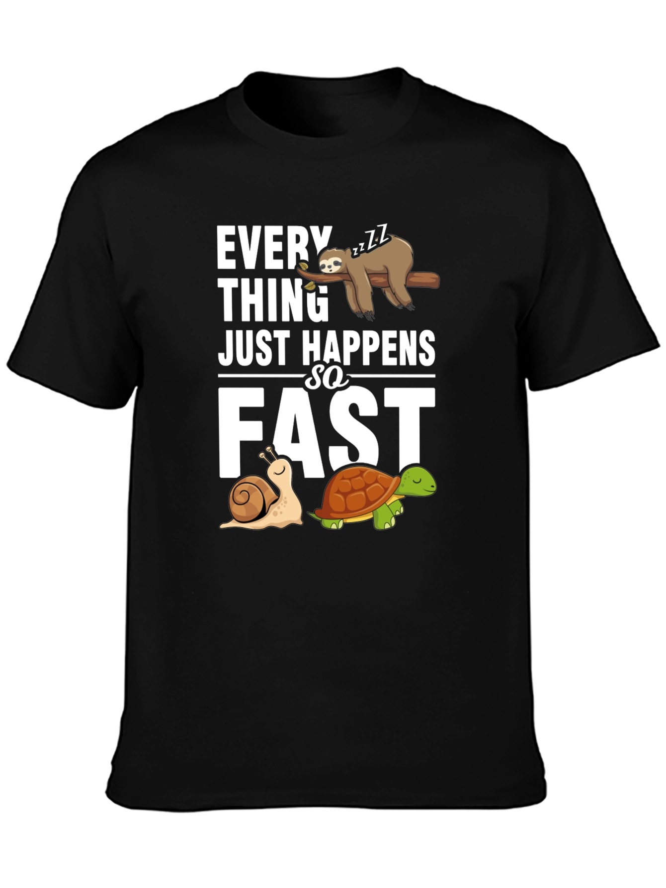 Funny Sloth Snail and Turtle Graphic T-Shirt