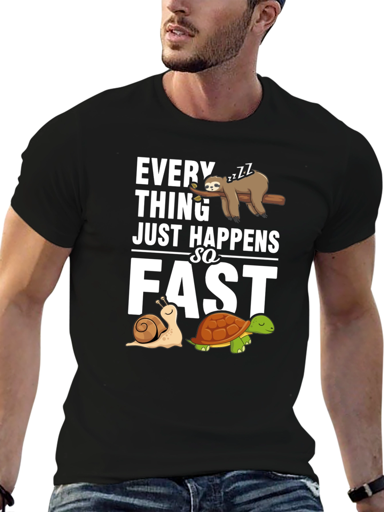Funny Sloth Snail and Turtle Graphic T-Shirt