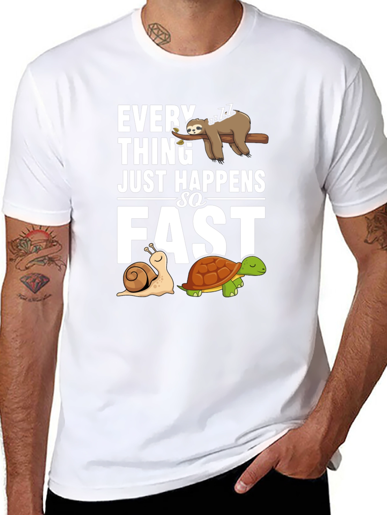 Funny Sloth Snail and Turtle Graphic T-Shirt