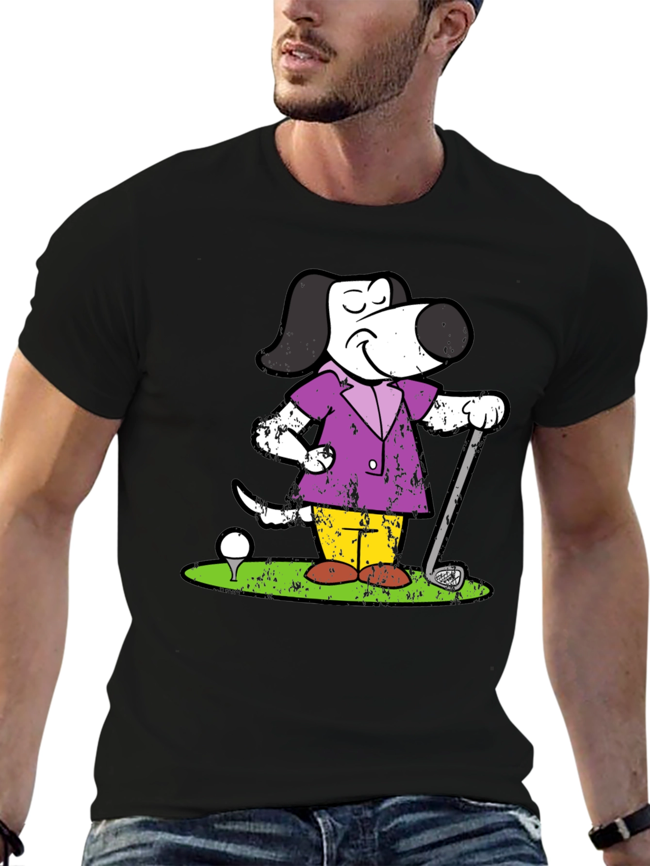 Cartoon Dog Golf T-Shirt