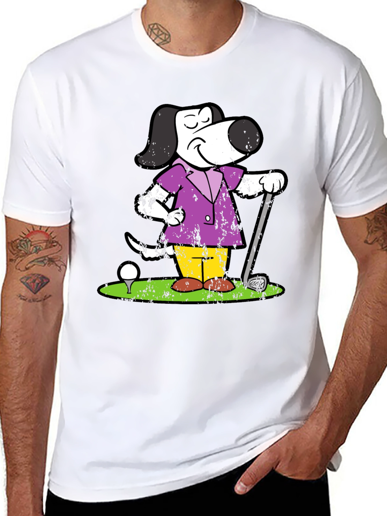 Cartoon Dog Golf T-Shirt