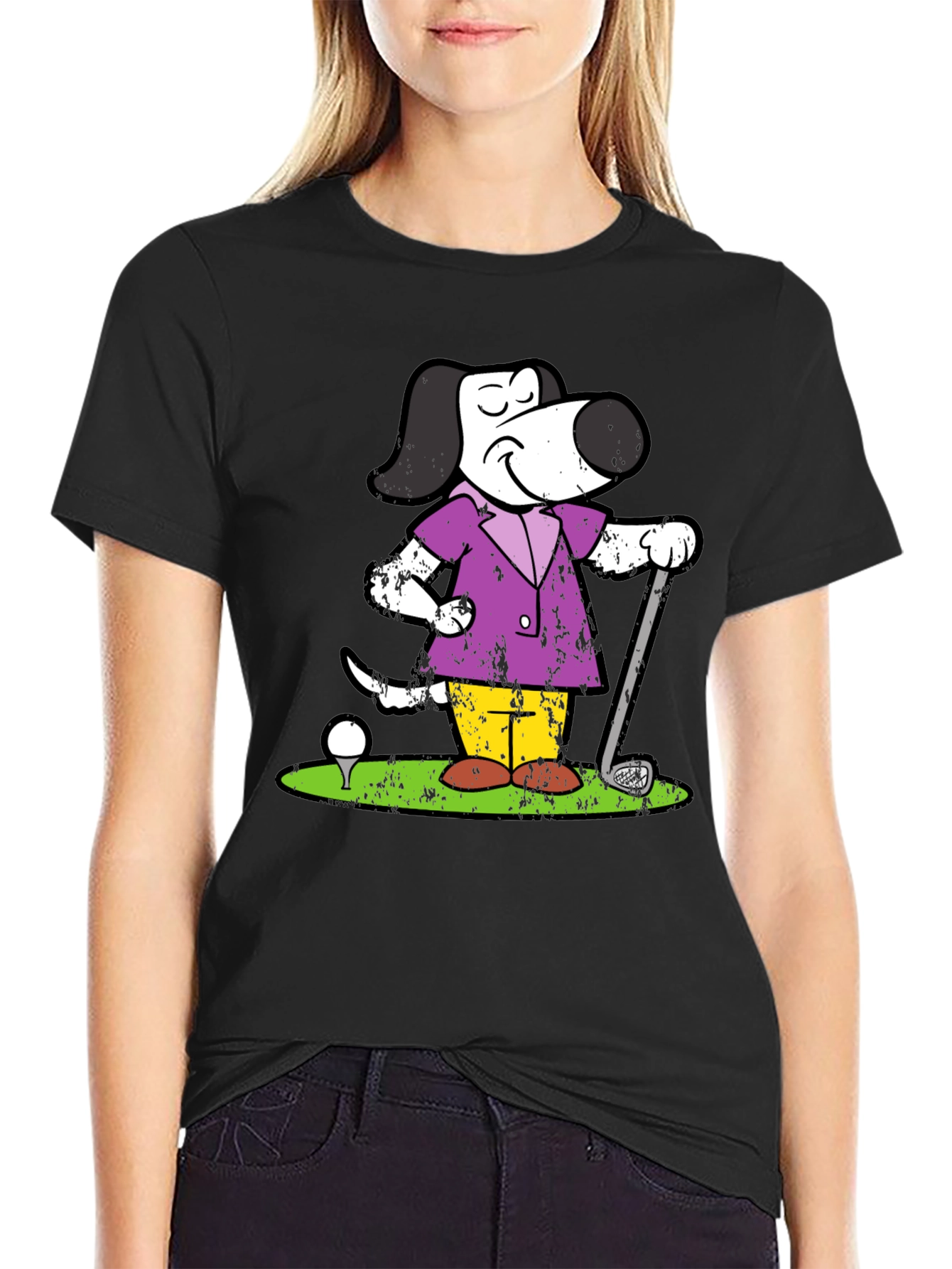 Cartoon Dog Golf T-Shirt