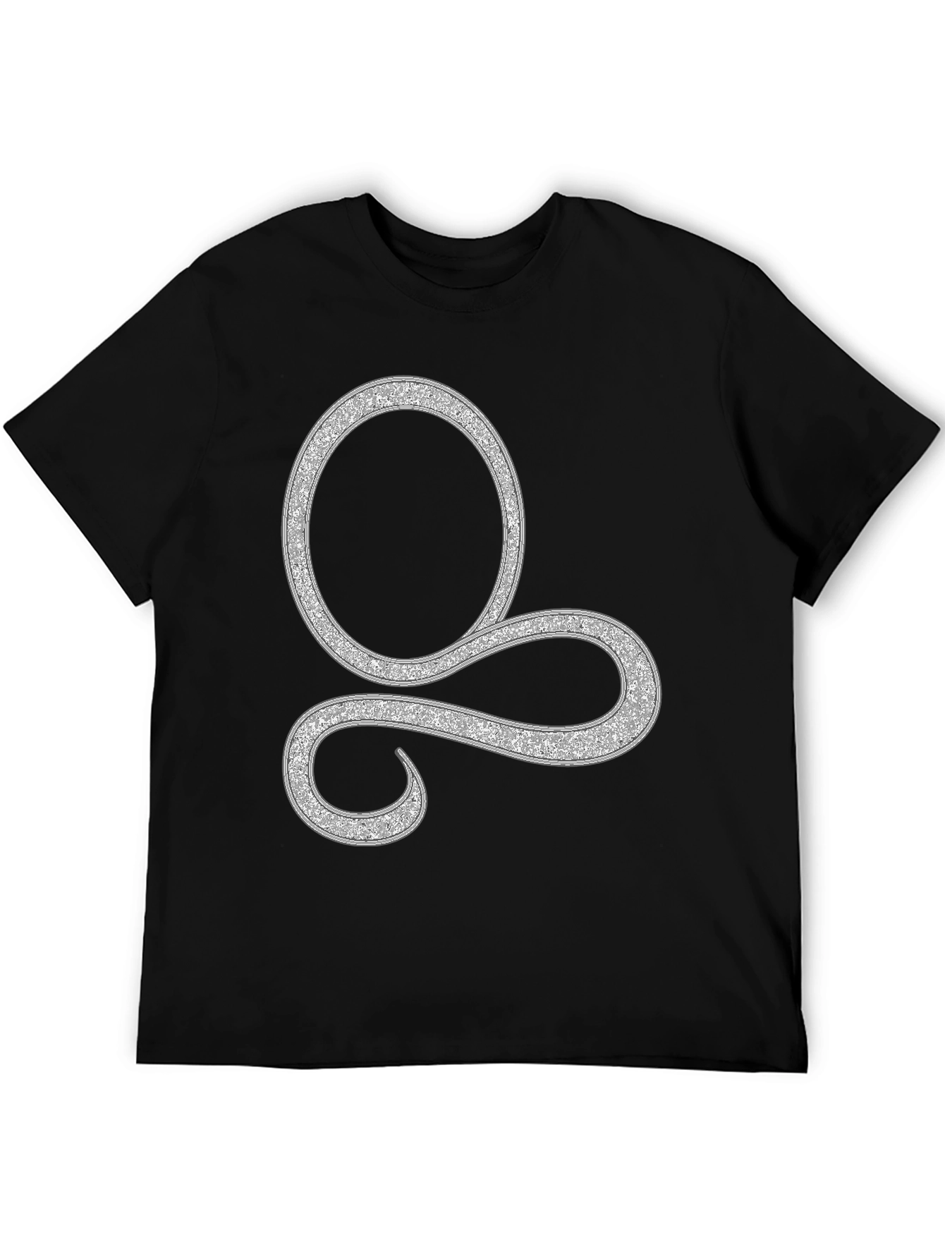Black T-Shirt with Glittering Silver Symbol