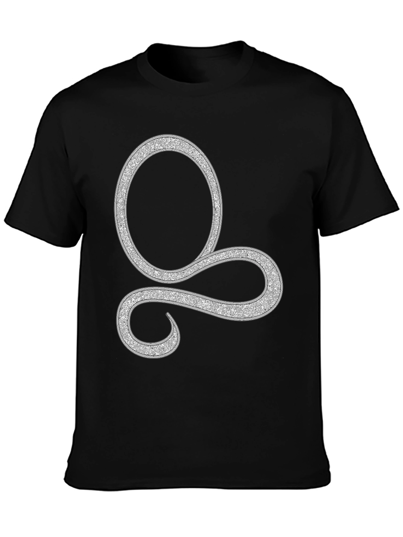 Black T-Shirt with Glittering Silver Symbol