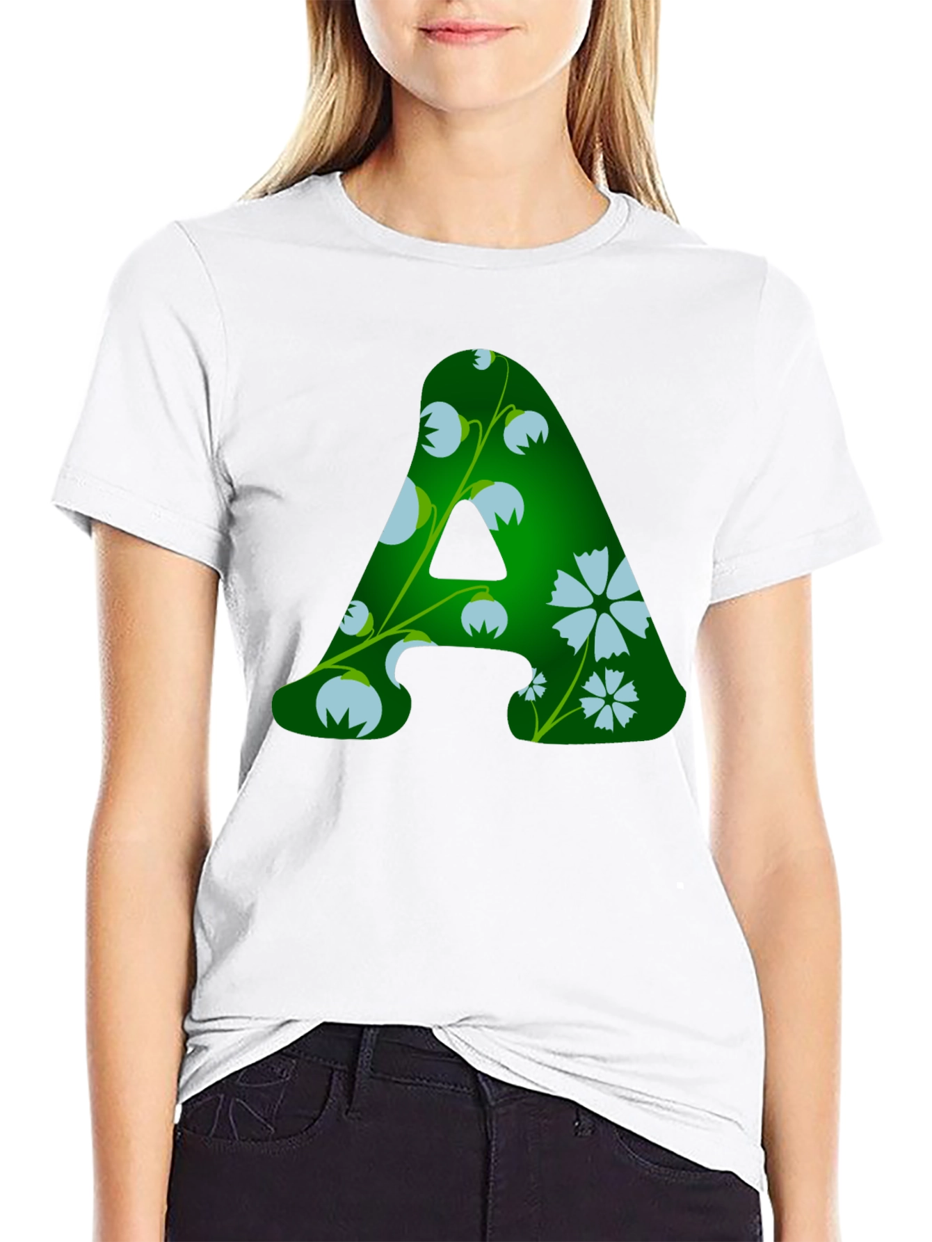 Floral A Initial T-Shirt - Personalized Style
