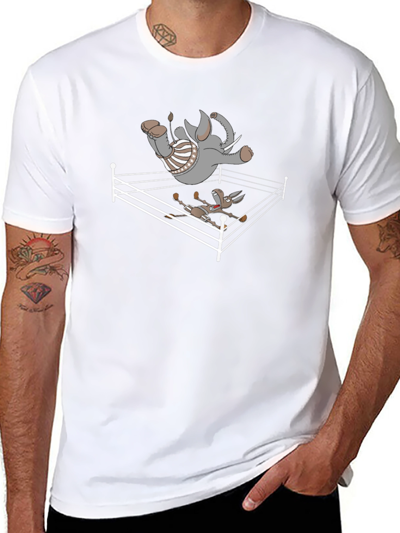 Elephant vs Donkey Political Humor T-Shirt