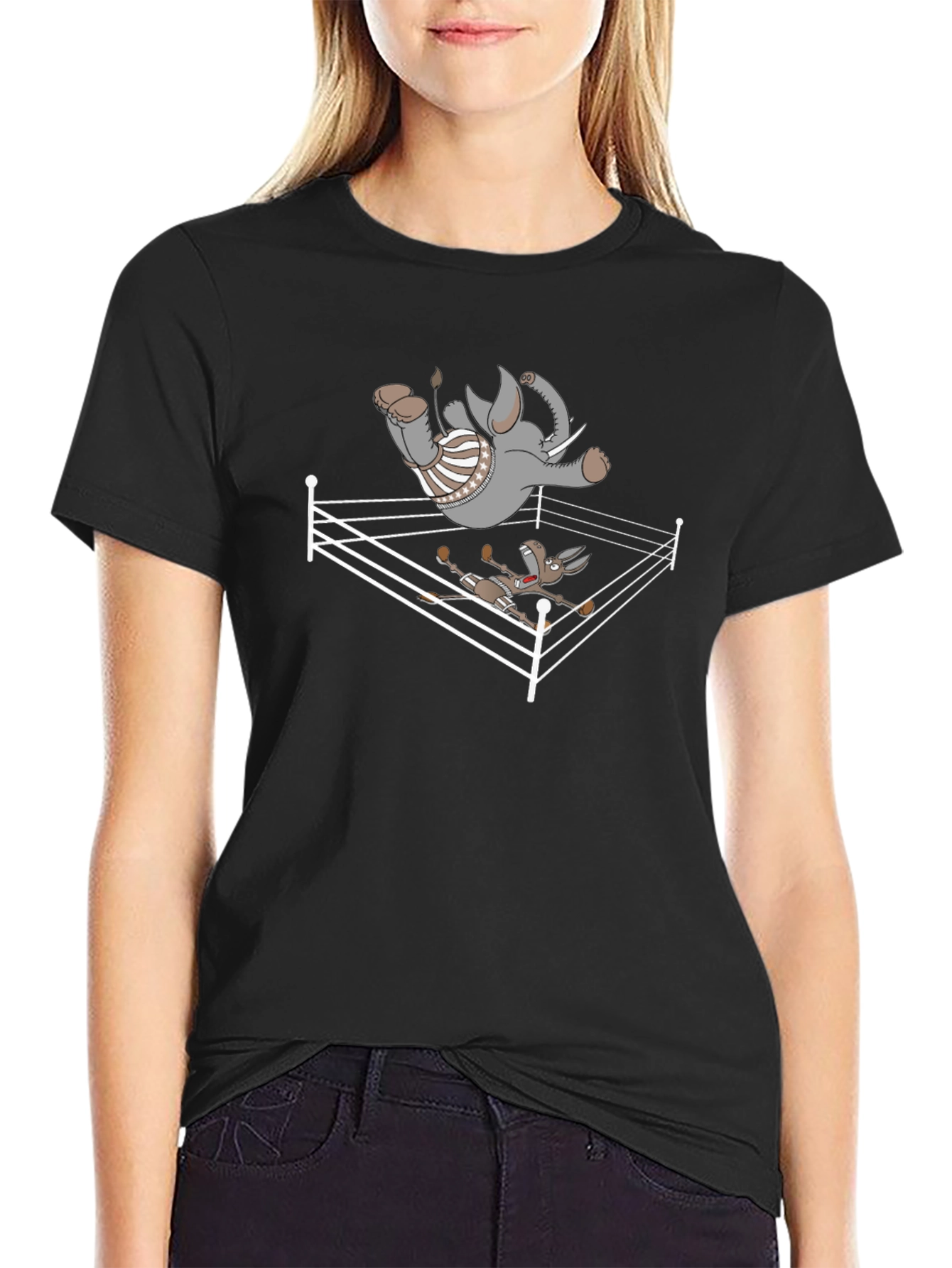 Elephant vs Donkey Political Humor T-Shirt