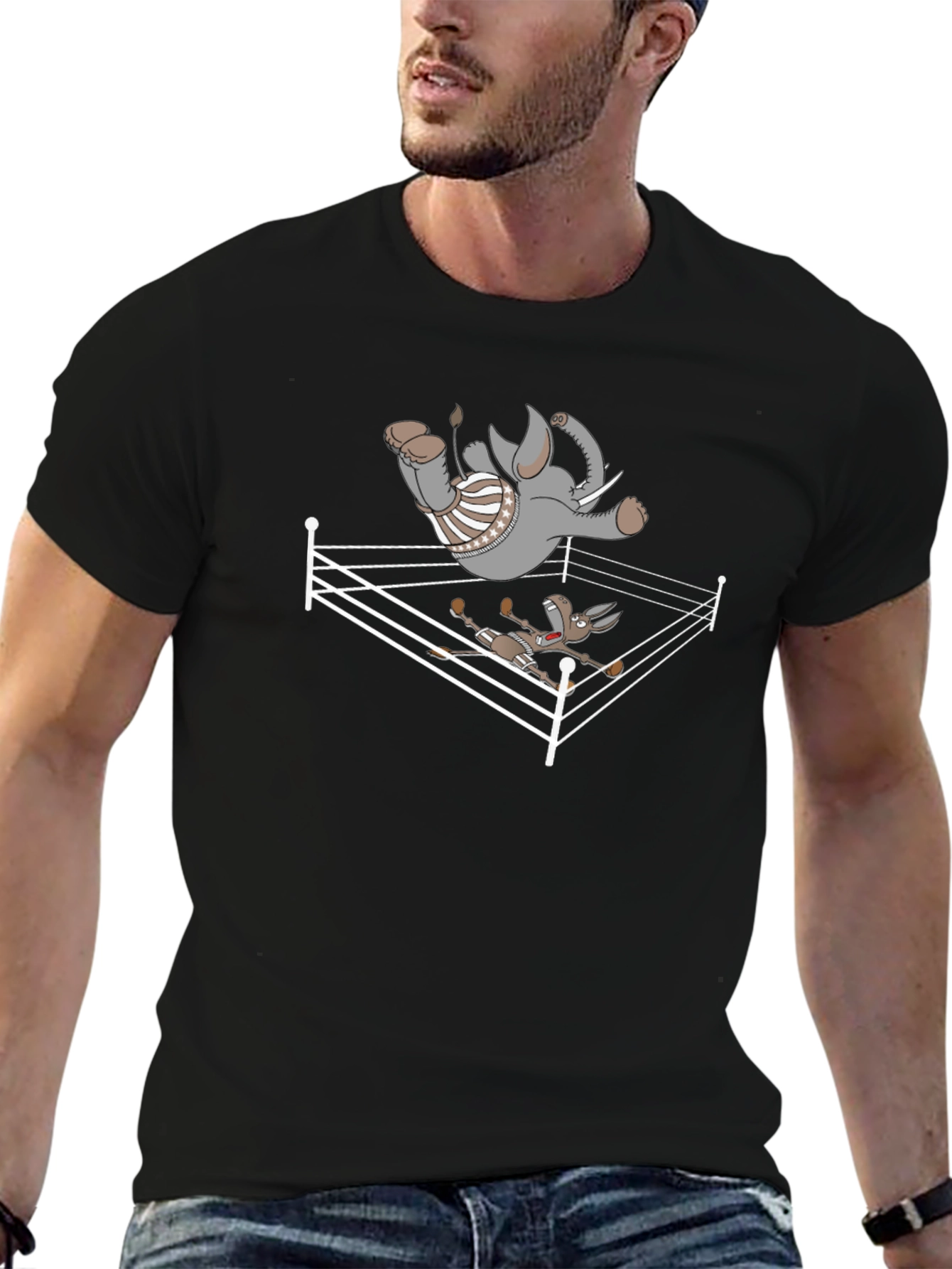 Elephant vs Donkey Political Humor T-Shirt