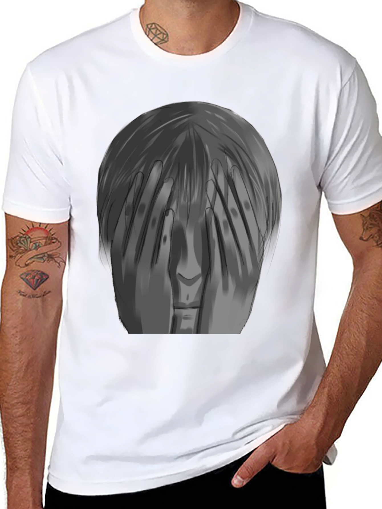 Artistic Graphic Tee - Hidden Face Design