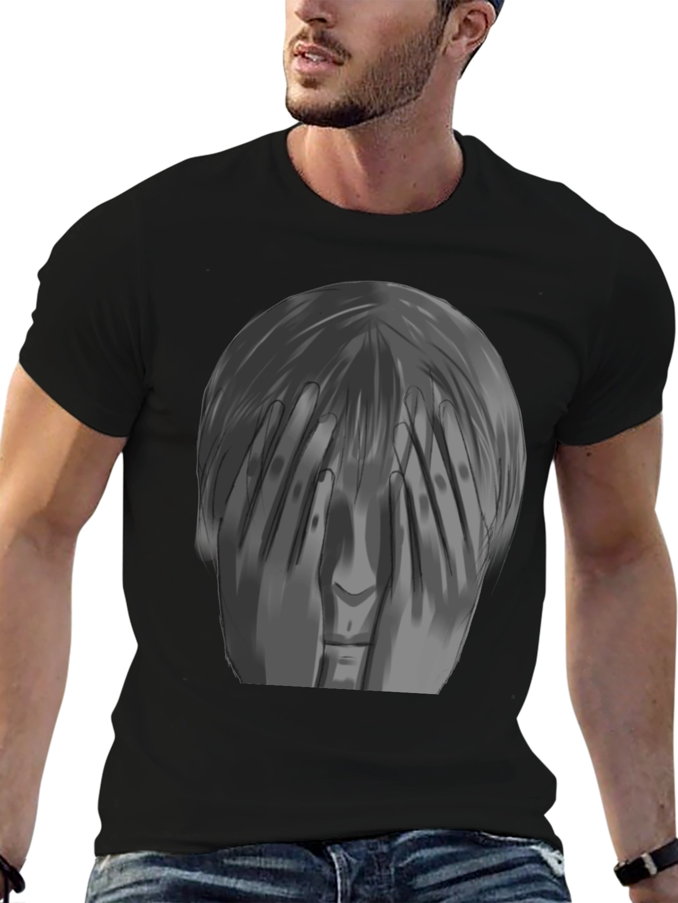 Artistic Graphic Tee - Hidden Face Design