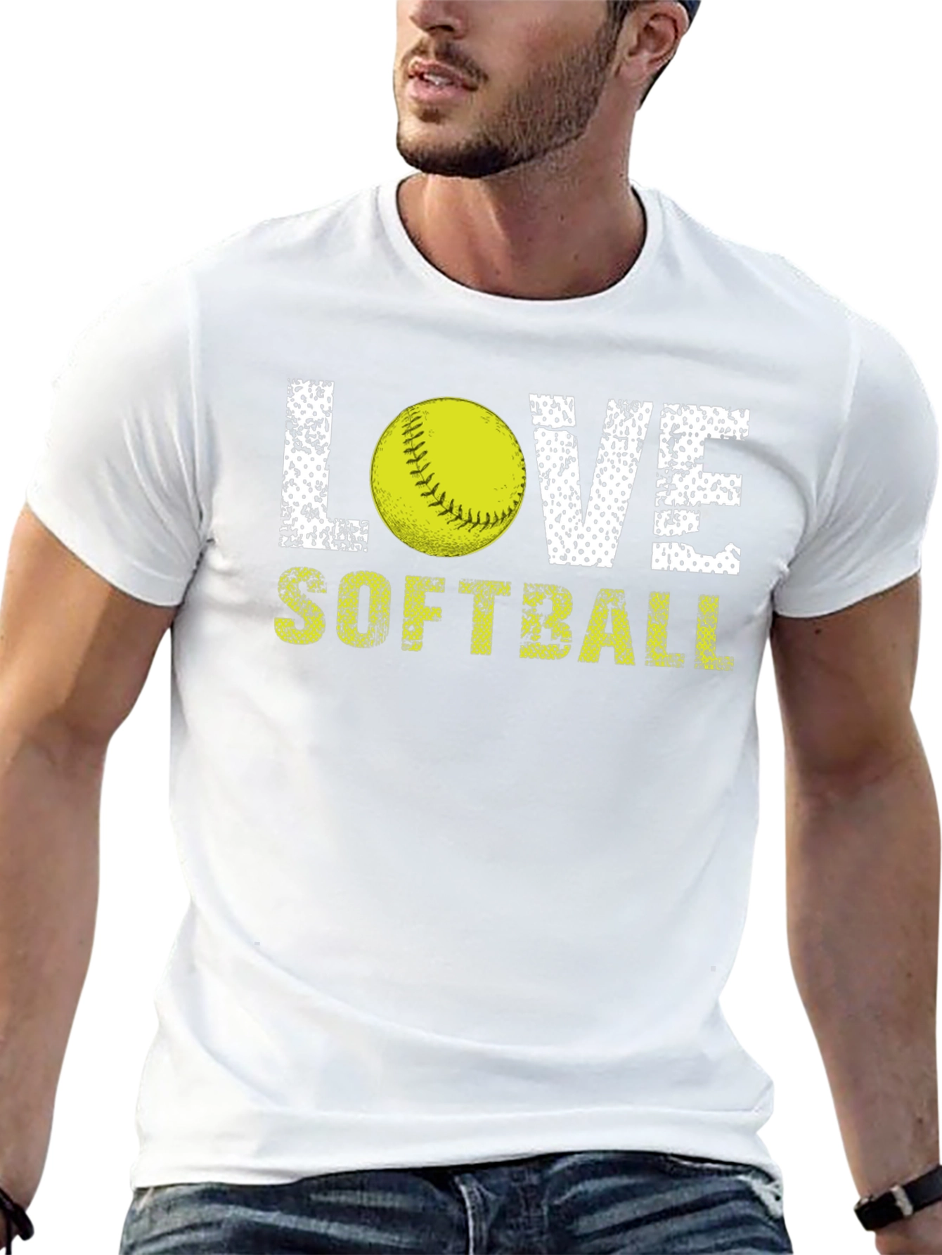 Love Softball Graphic T-Shirt - Black